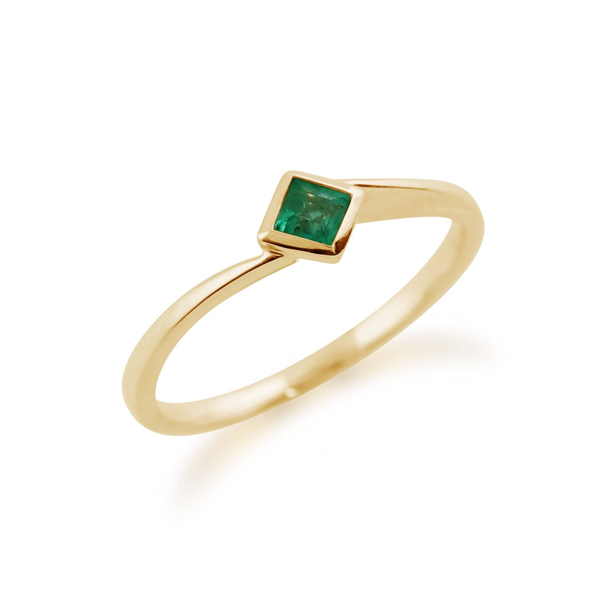 Gemondo 9ct Yellow Gold 0.16ct Emerald Square Ring Image 2