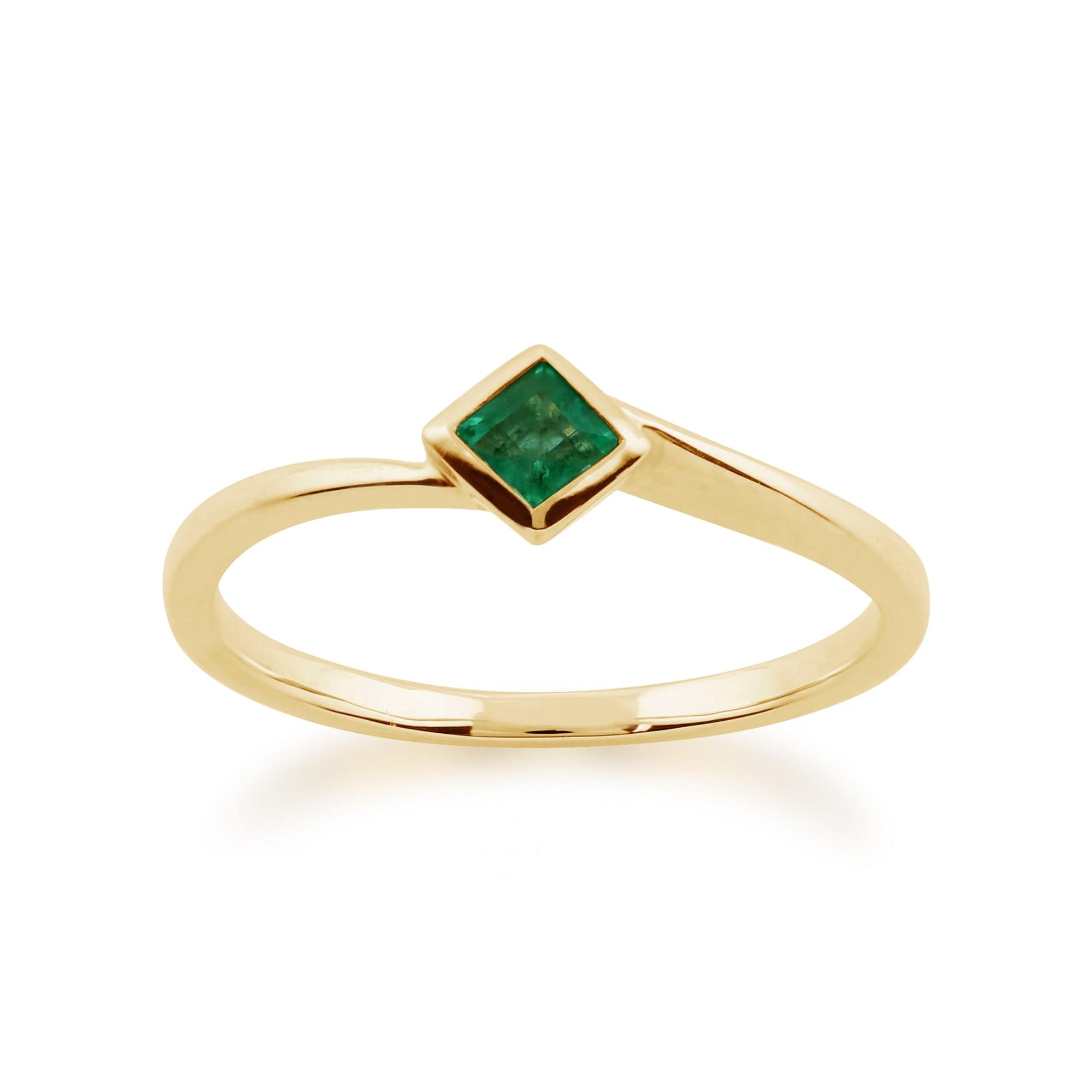 Gemondo 9ct Yellow Gold 0.16ct Emerald Square Ring Image 1