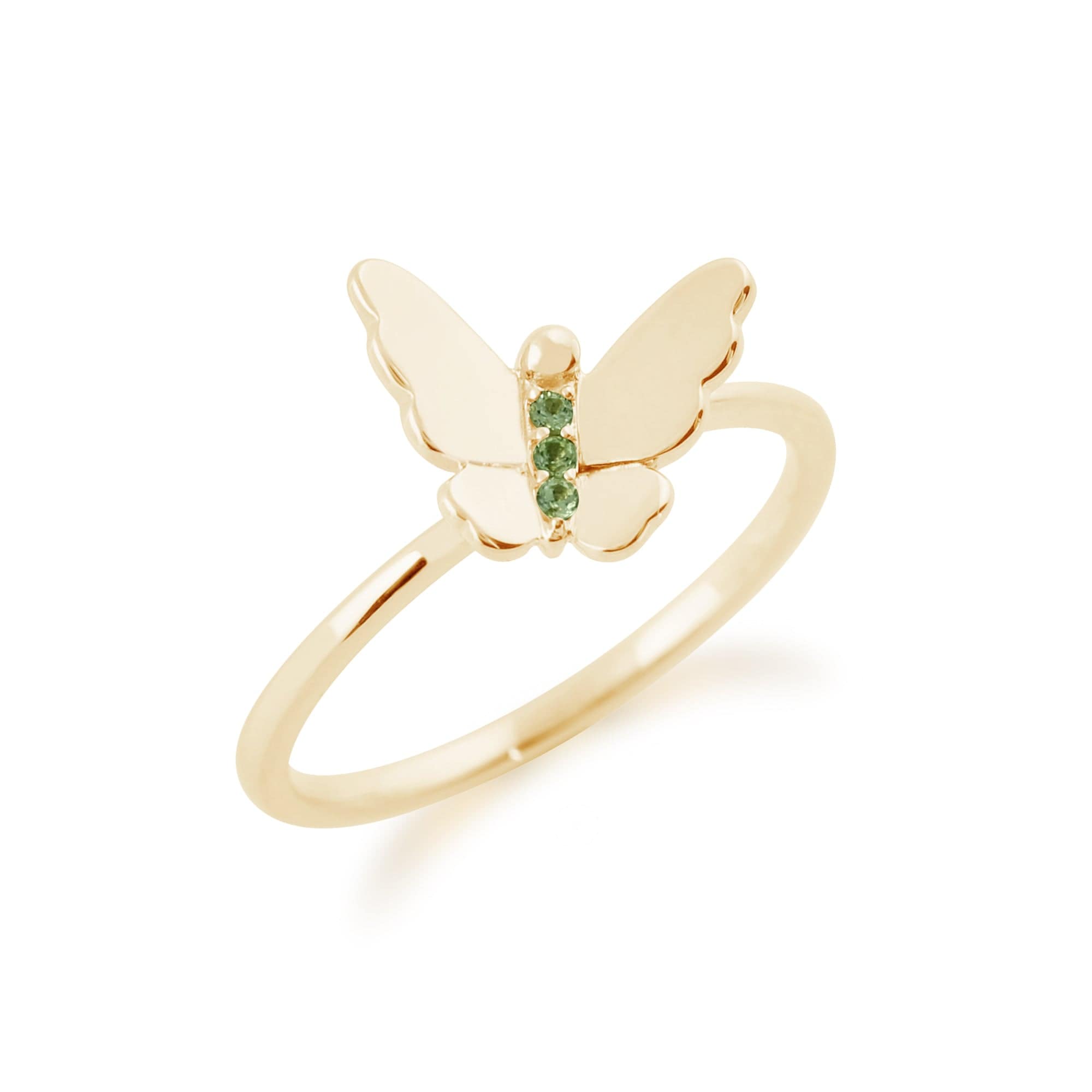 Gemondo 9ct Yellow Gold 0.02ct Peridot Stackable Butterfly Ring Image 2