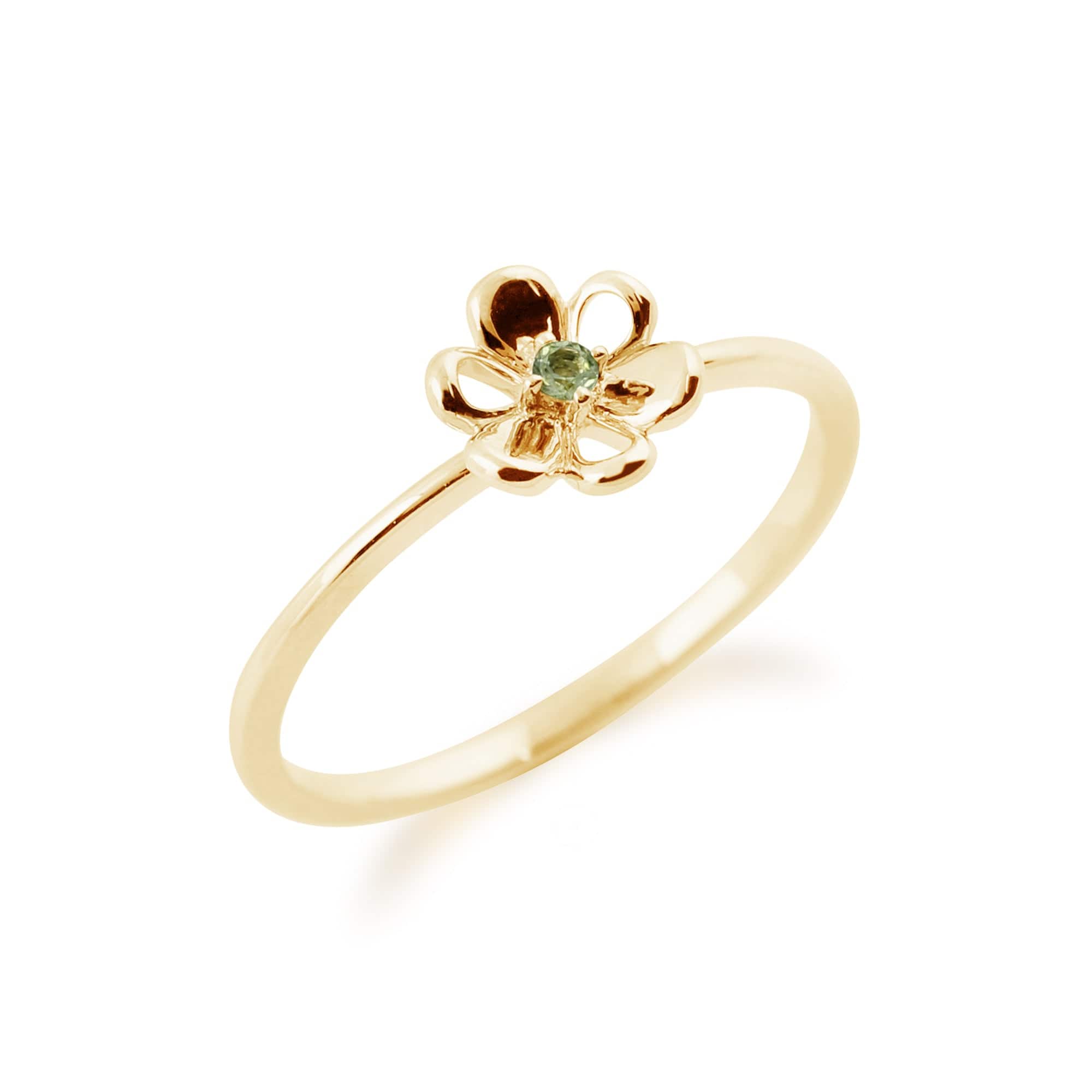 Gemondo 9ct Yellow Gold 0.02ct Peridot Stackable Floral Ring Image 2
