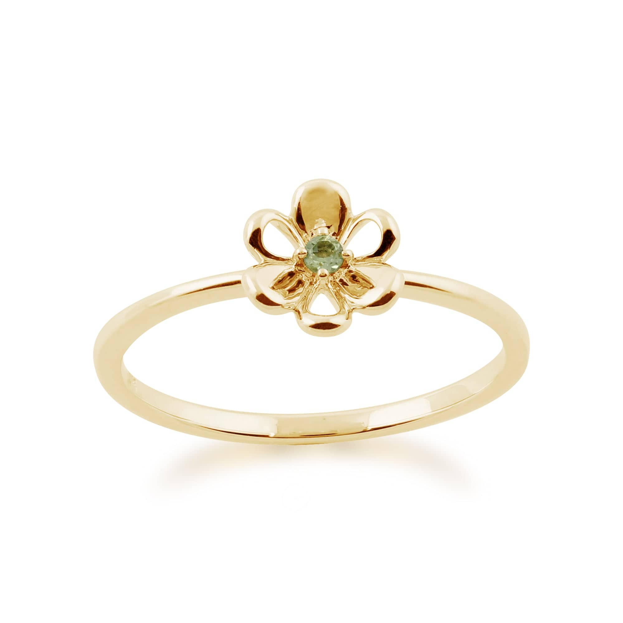 Gemondo 9ct Yellow Gold 0.02ct Peridot Stackable Floral Ring Image 1