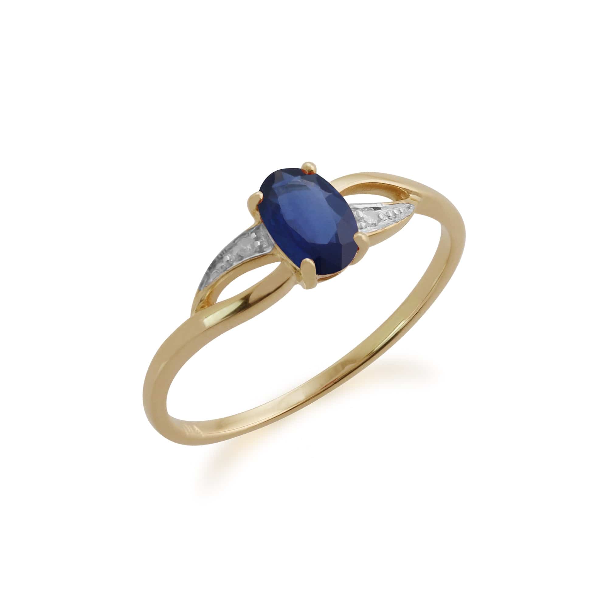 Gemondo 9ct Yellow Gold 0.57ct Blue Sapphire & Diamond Ring Image 1