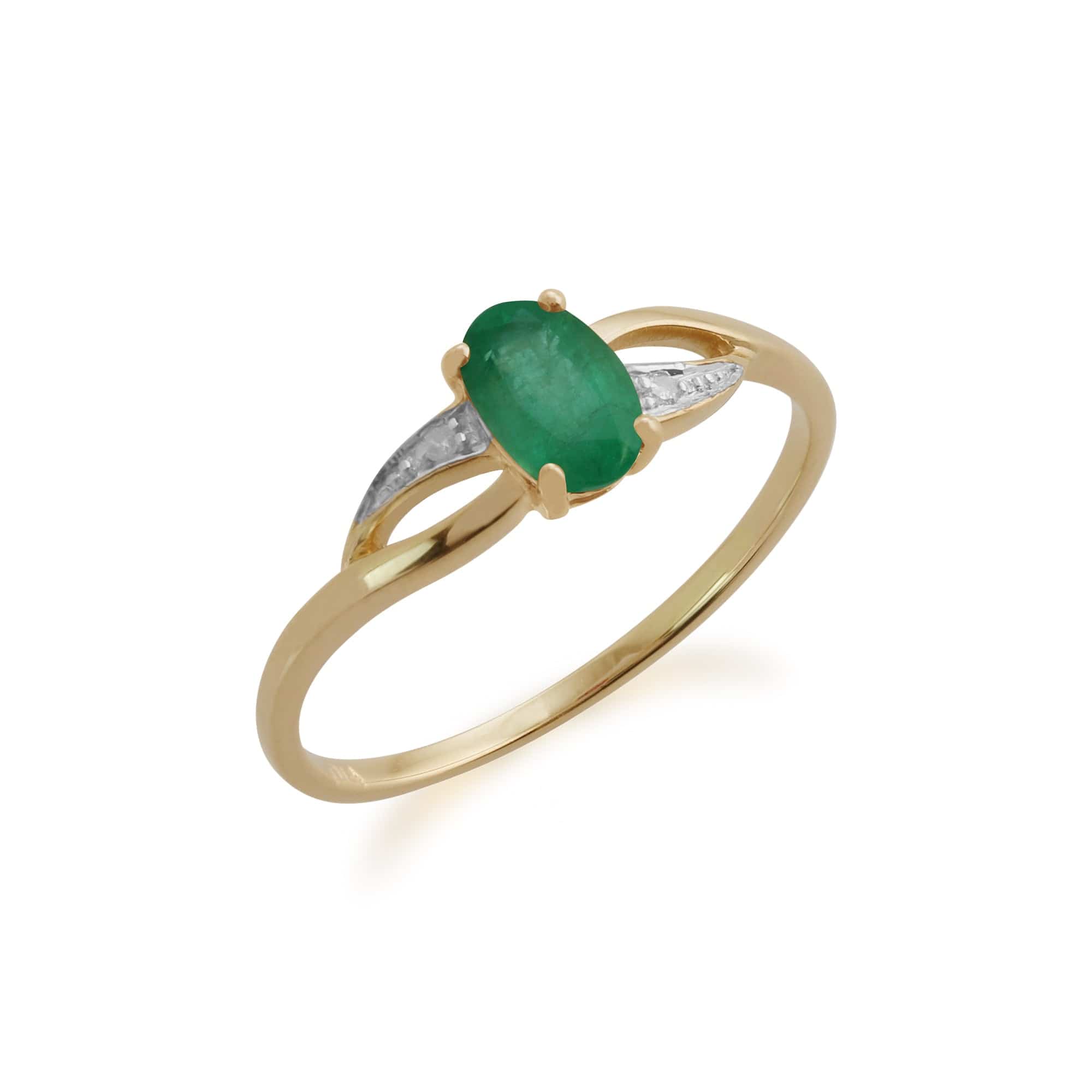 Gemondo 9ct Yellow Gold 0.47ct Emerald & Diamond Ring Image 1
