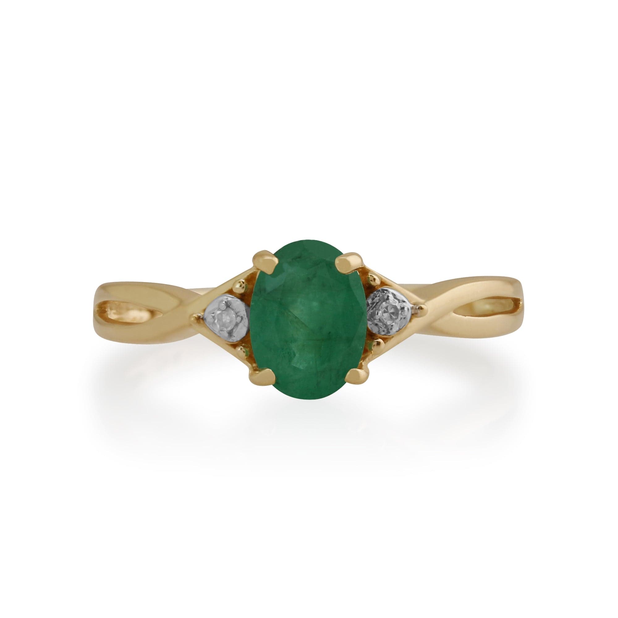 Gemondo 9ct Yellow Gold 0.83ct Emerald & Diamond Ring Image 2
