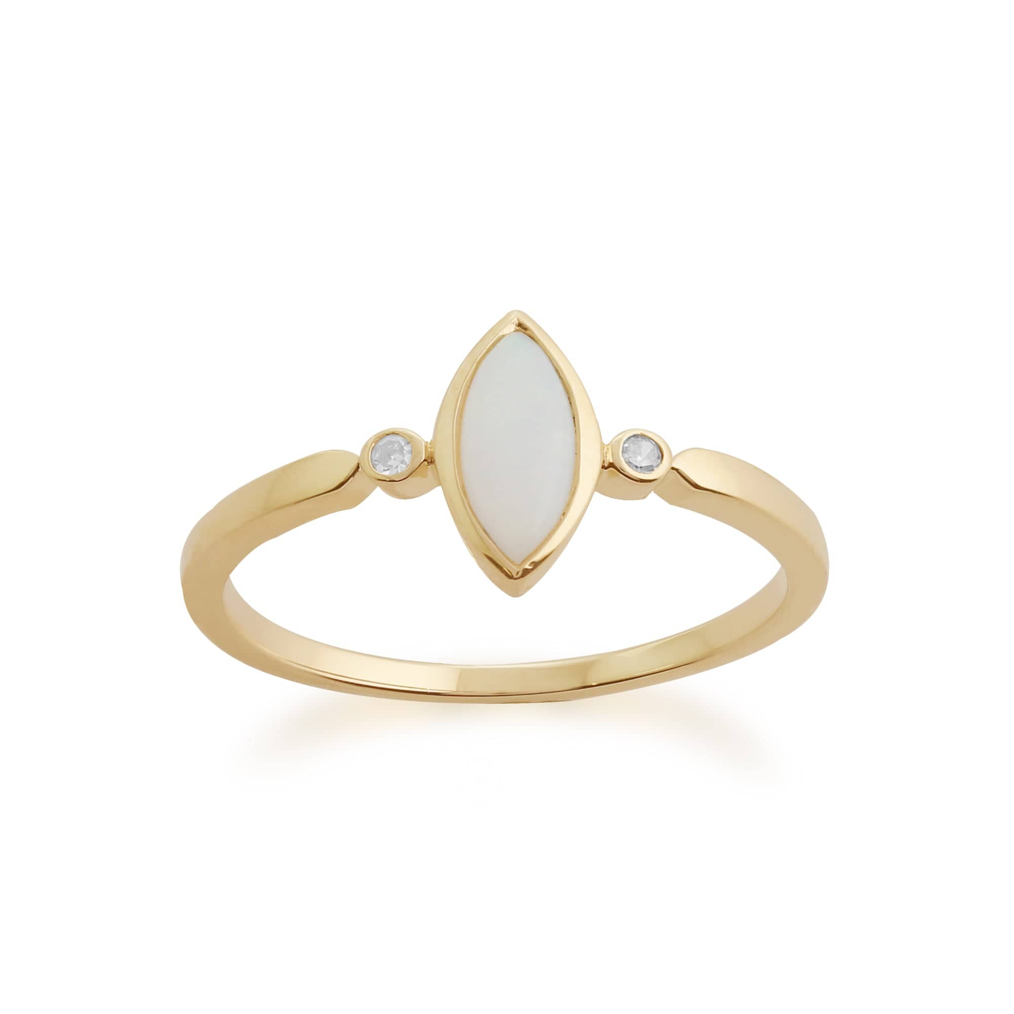 Gemondo 9ct Yellow Gold 0.25ct Opal & Diamond Ring