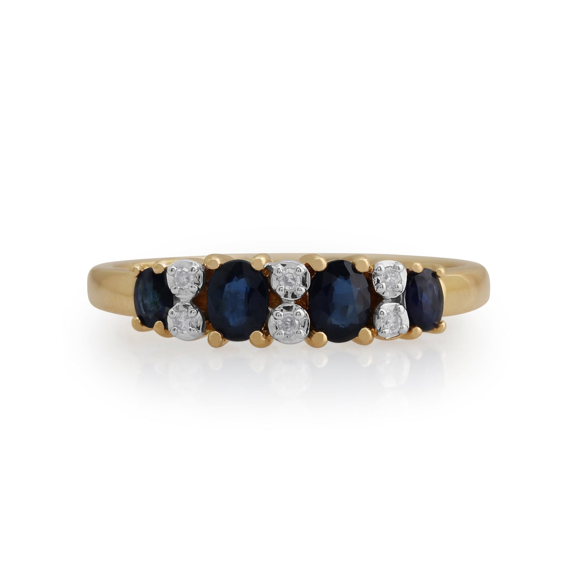 Gemondo 9ct Yellow Gold 0.65ct Sapphire & Diamond Half Eternity Ring Image 1