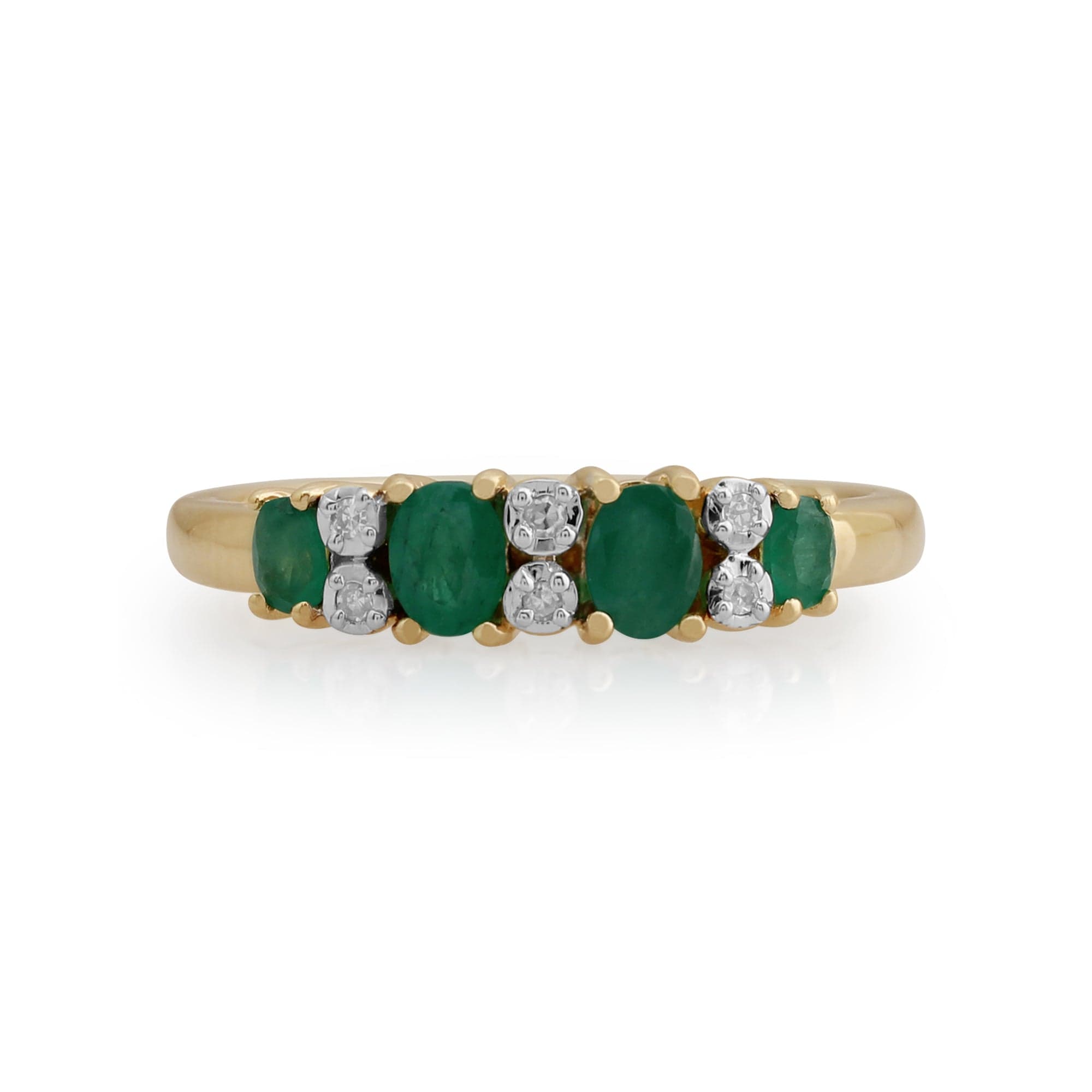 Gemondo 9ct Yellow Gold 0.53ct Emerald & Diamond Half Eternity Ring Image 1
