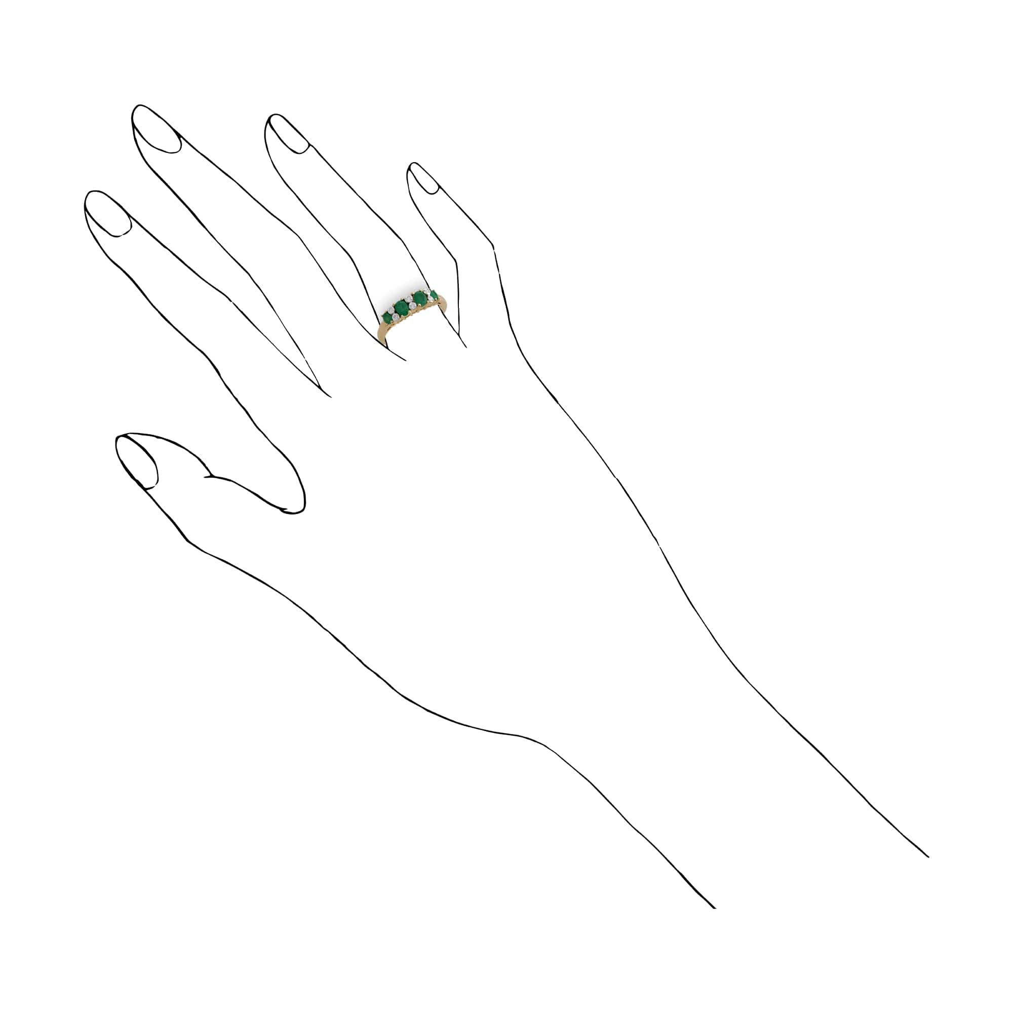 Gemondo 9ct Yellow Gold 0.53ct Emerald & Diamond Half Eternity Ring Image 3