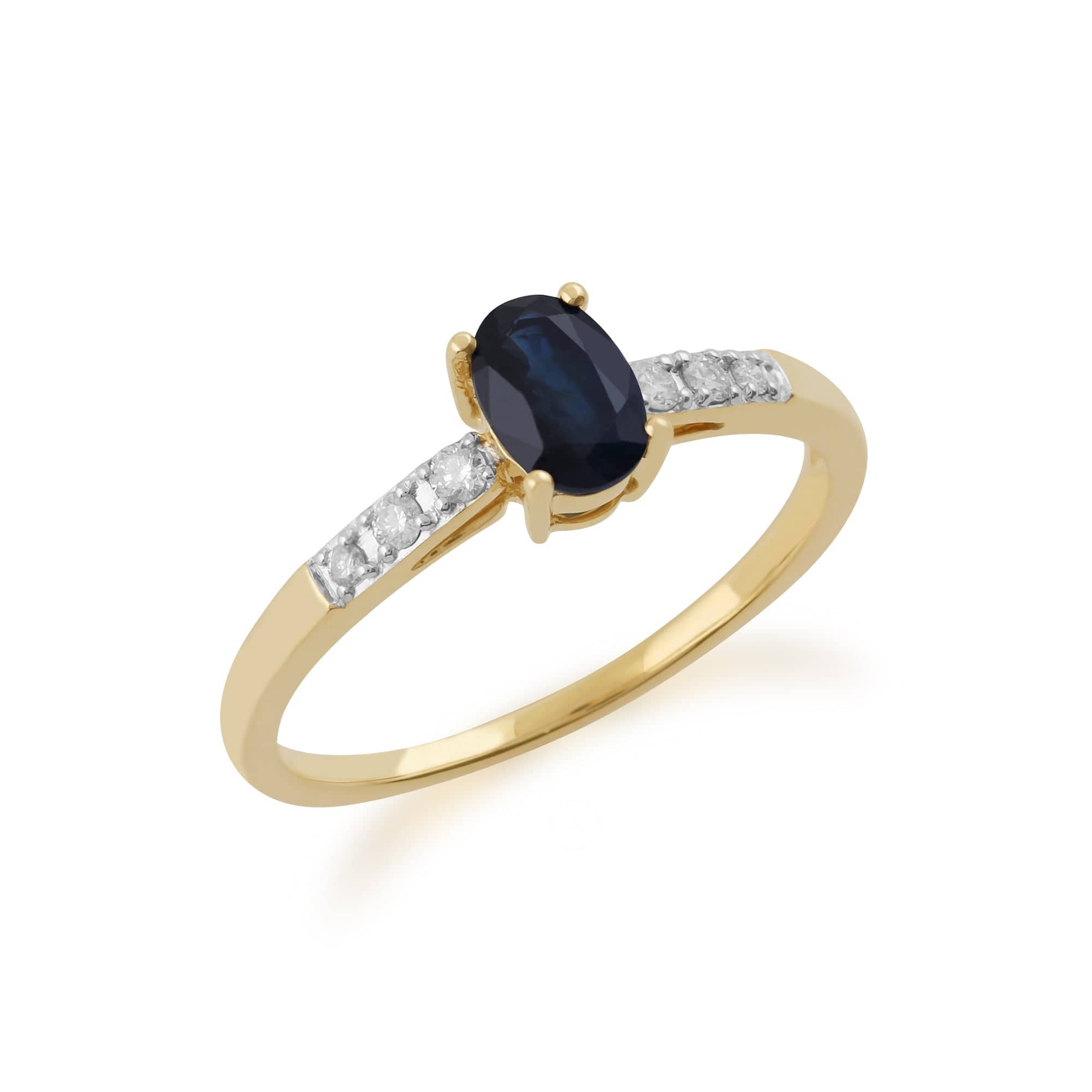 Gemondo 9ct Yellow Gold Sapphire & Diamond Oval Cut Solitaire Ring Image