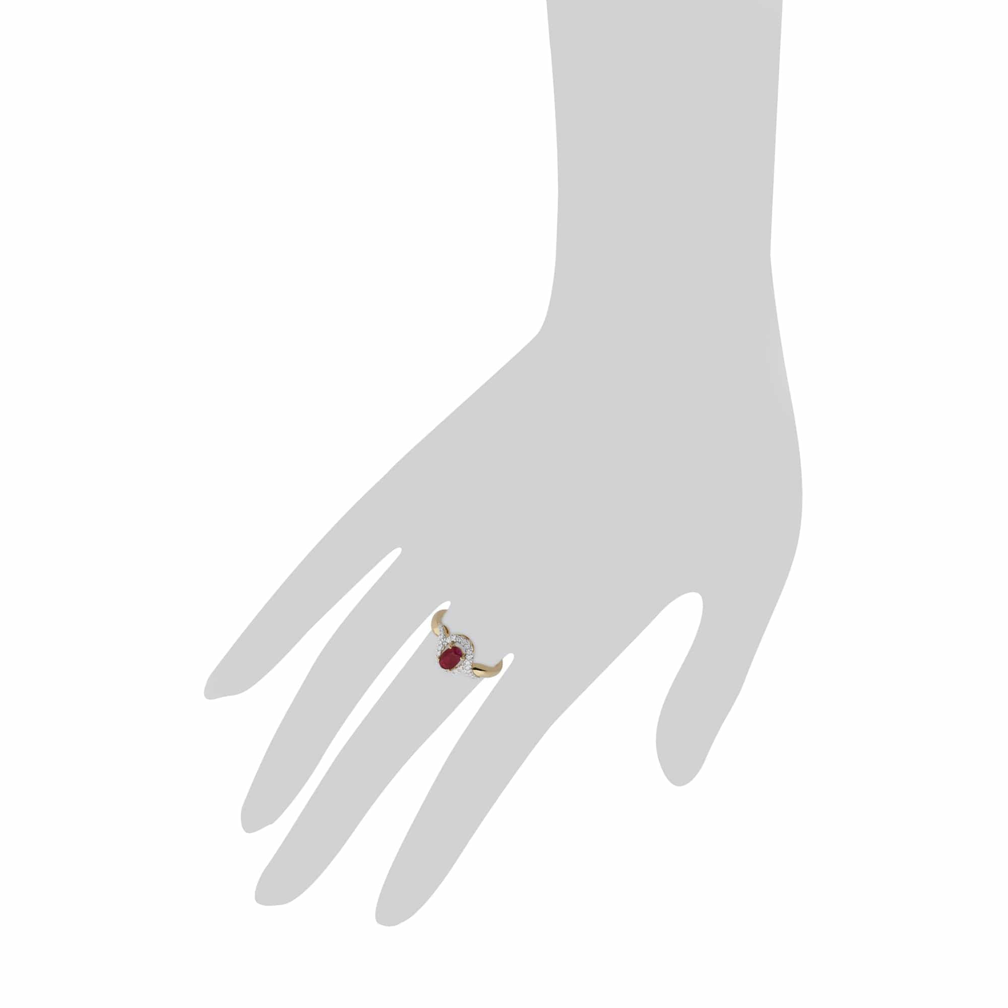 Classic Oval Ruby & Diamond Ring in 9ct Yellow Gold - Gemondo