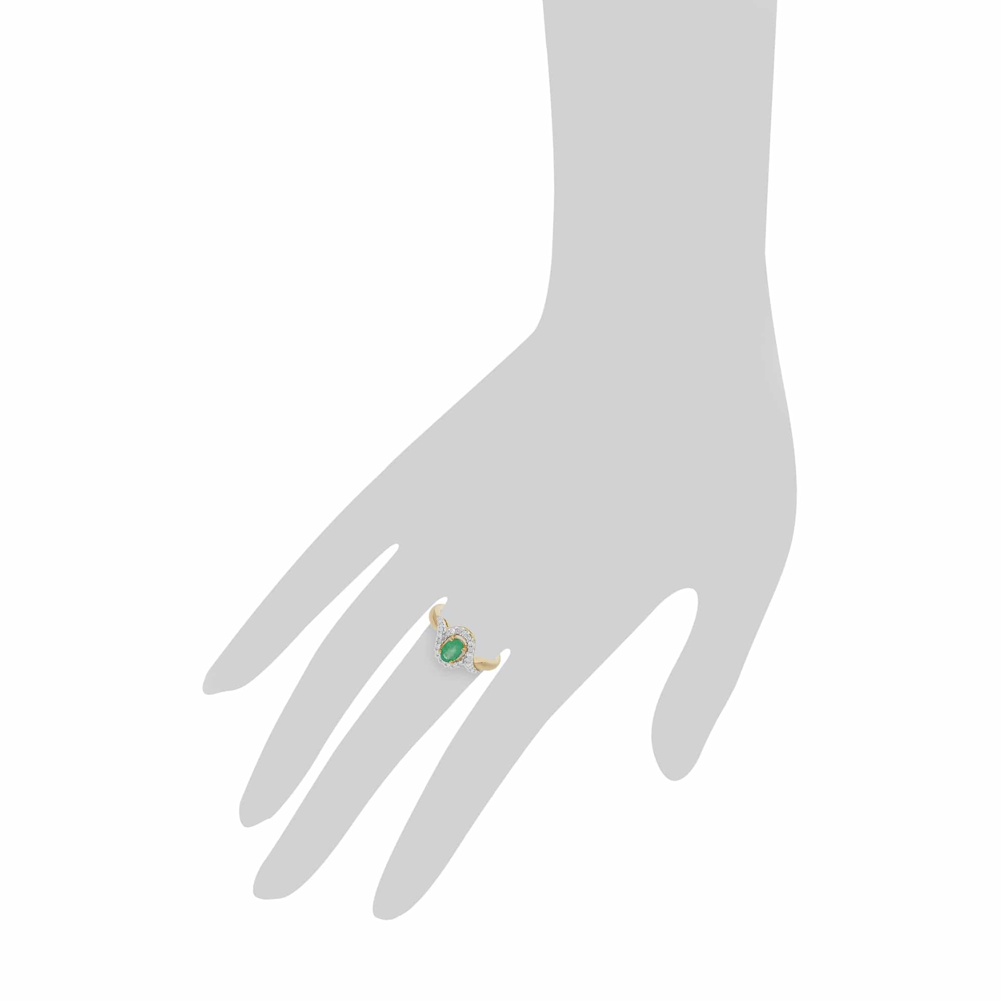 Classic Oval Emerald & Diamond Ring in 9ct Yellow Gold  - Gemondo