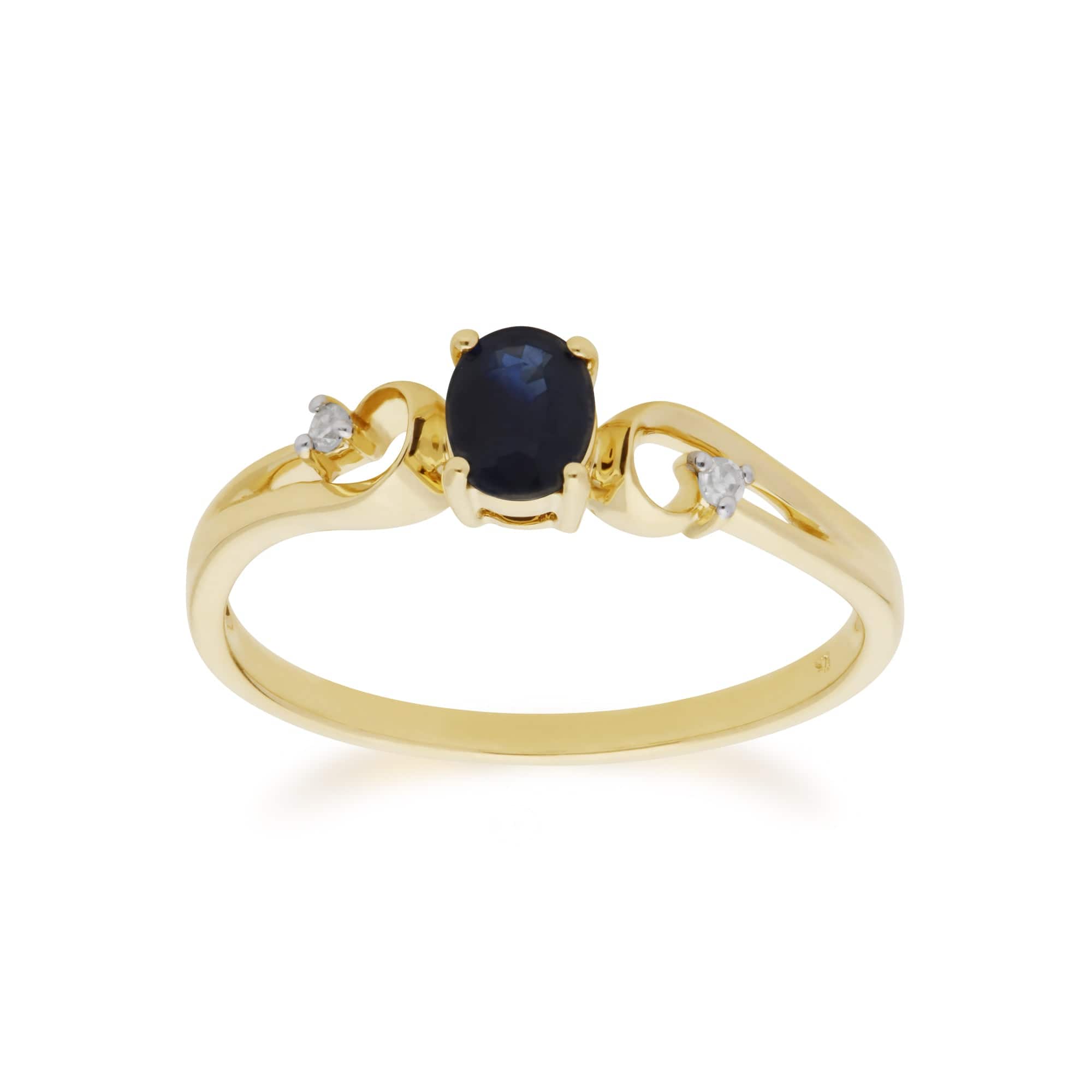 Classic Oval Sapphire & Diamond Ring in 9ct Yellow Gold - Gemondo