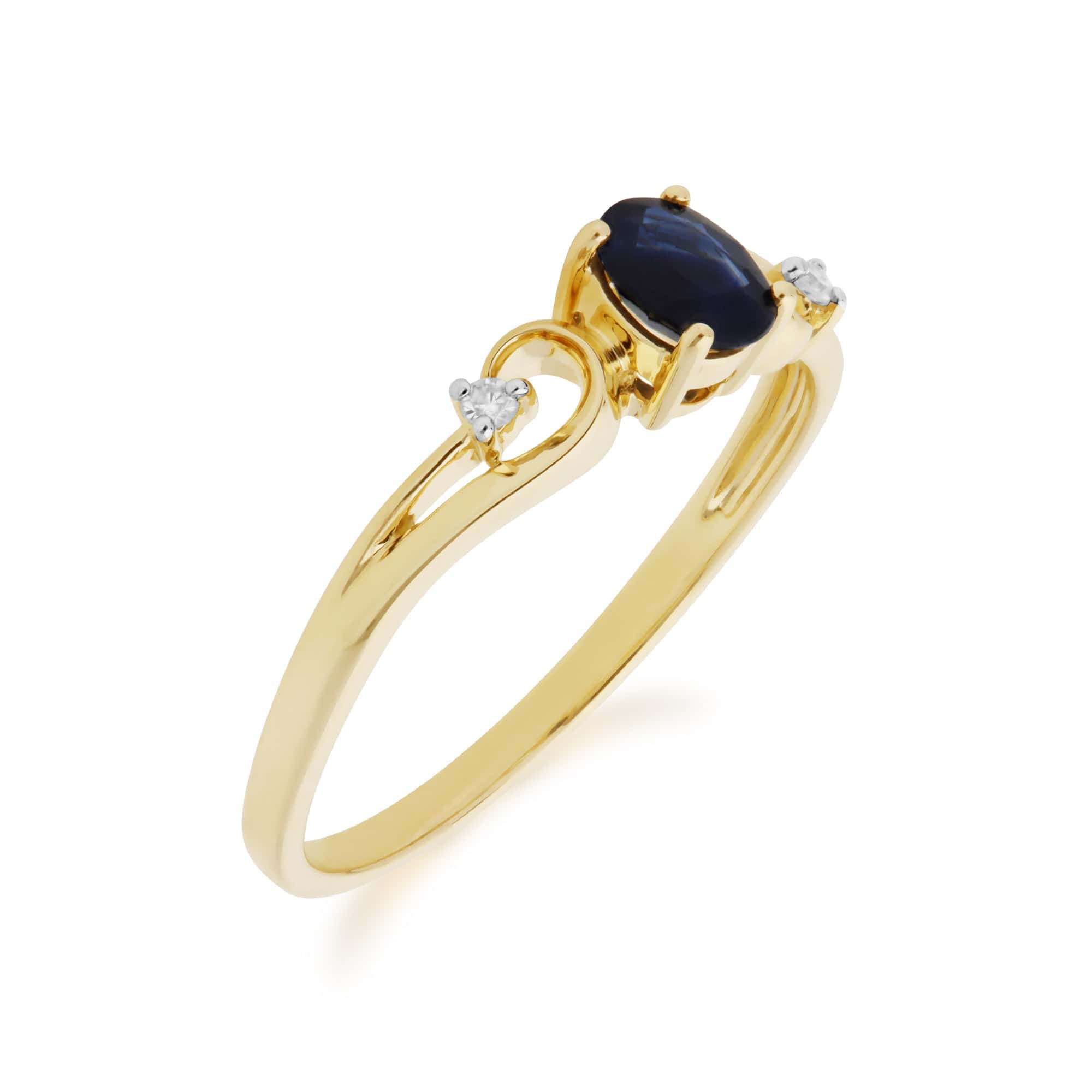 Classic Oval Sapphire & Diamond Ring in 9ct Yellow Gold - Gemondo