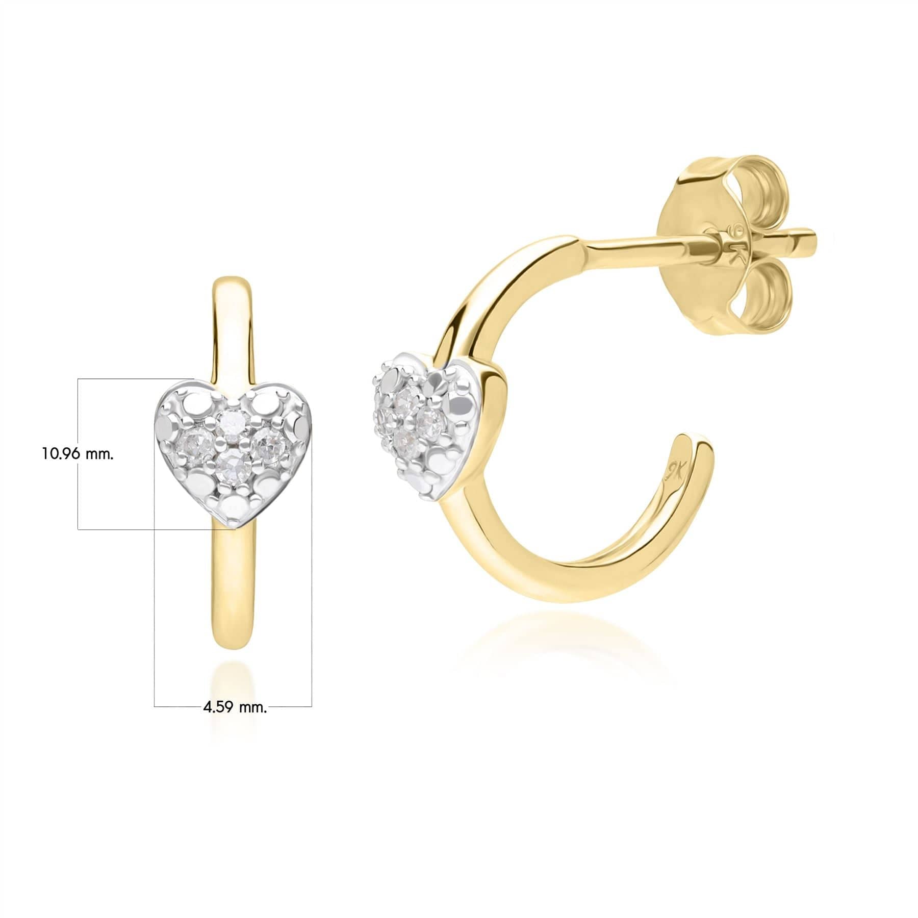 Heart Carat Gold Studs Argos Diamond Half Hoop Love Heart Earrings