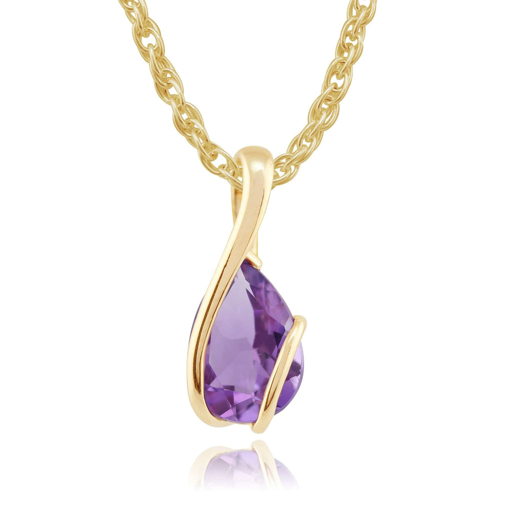 Classic Pear Amethyst Pendant 9ct Yellow Gold