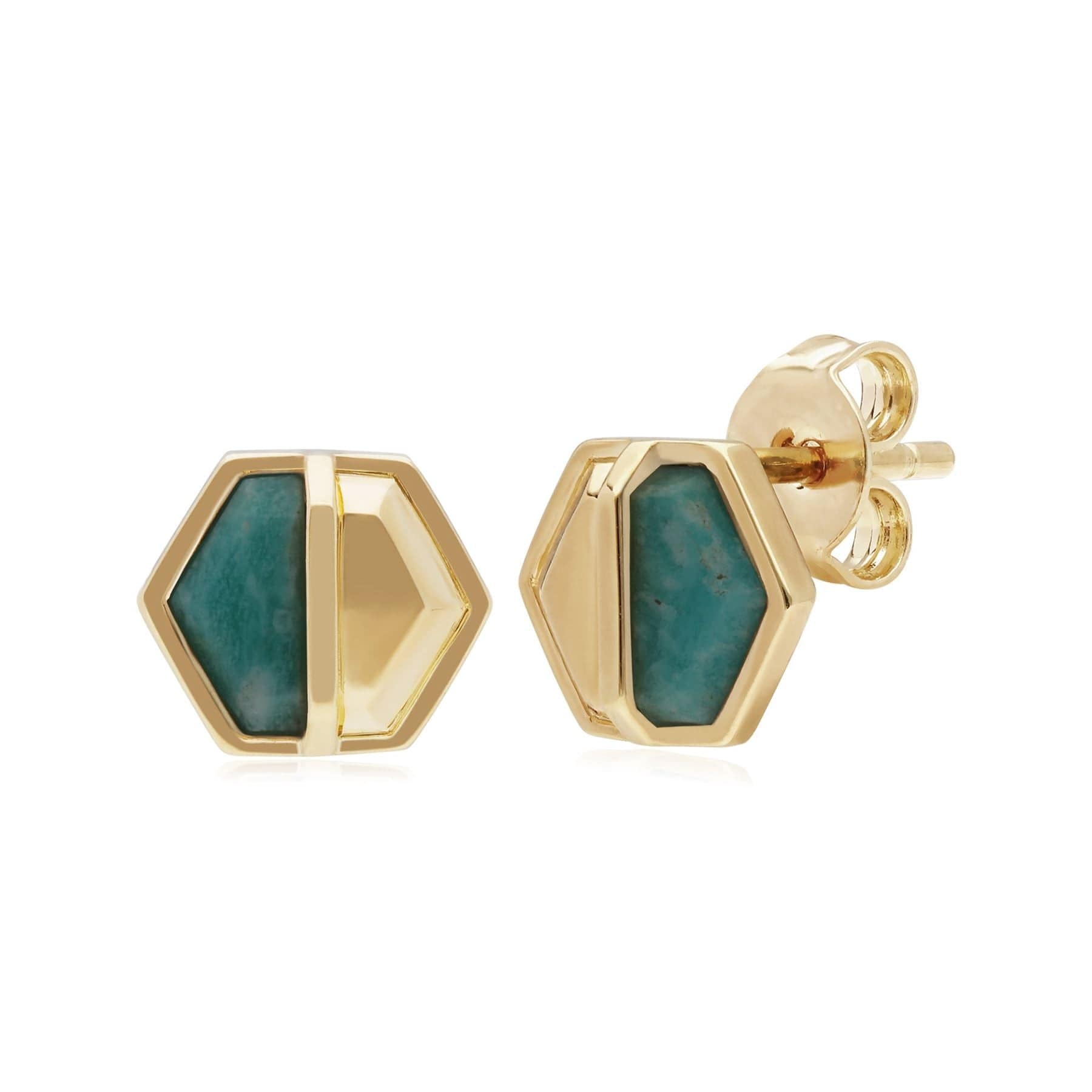 Amazonite Hexagon Stud Earrings