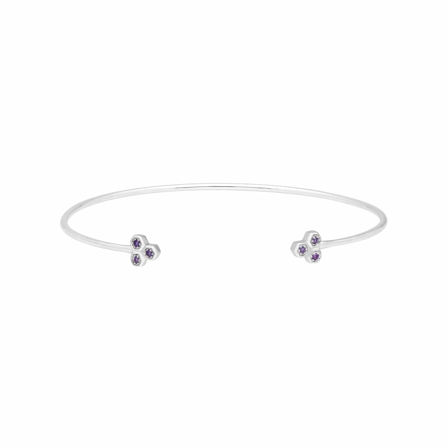 162B0005019 Amethyst Trilogy Geometric Bangle in 9ct White Gold 1