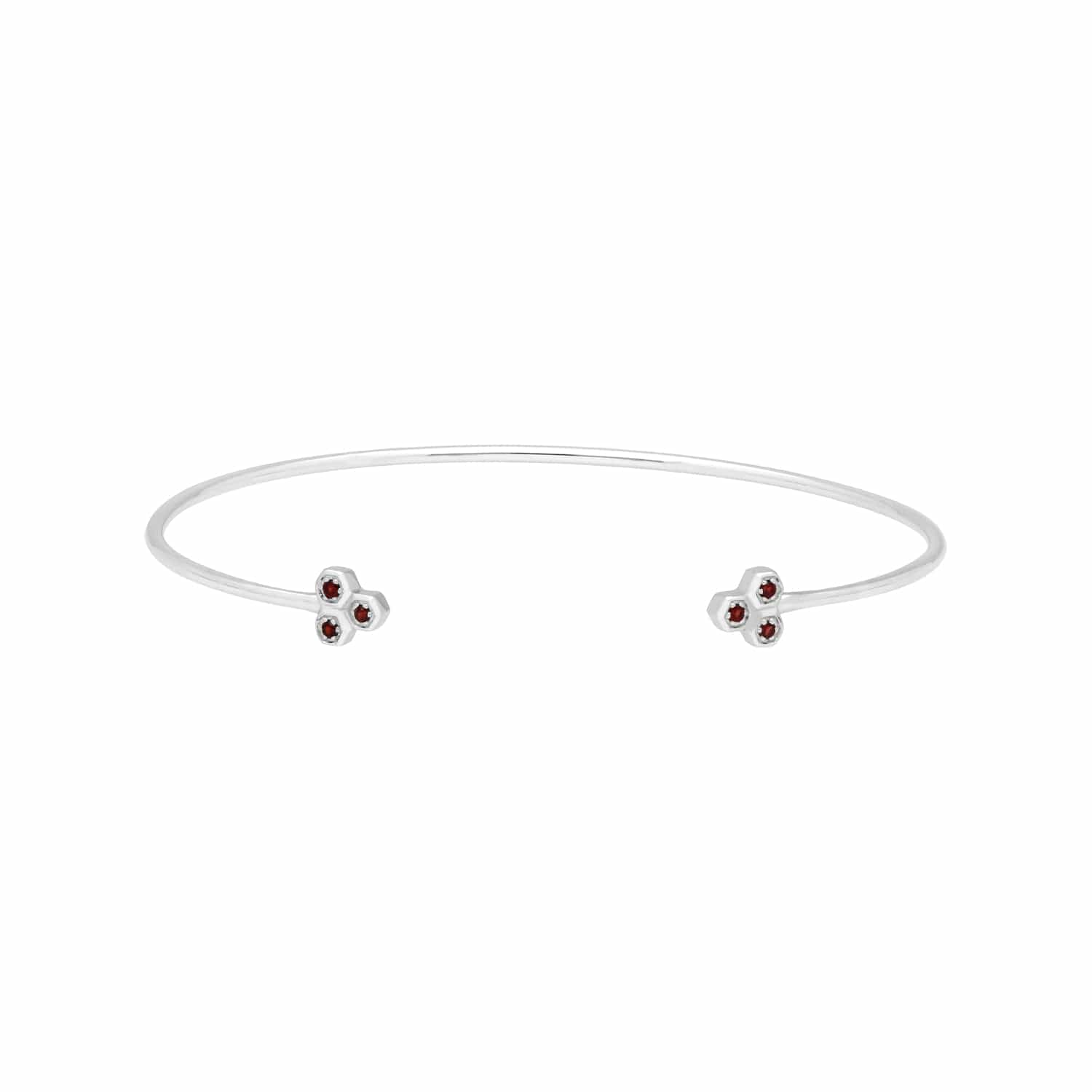 Garnet Trilogy Geometric Bangle in 9ct White Gold - Gemondo