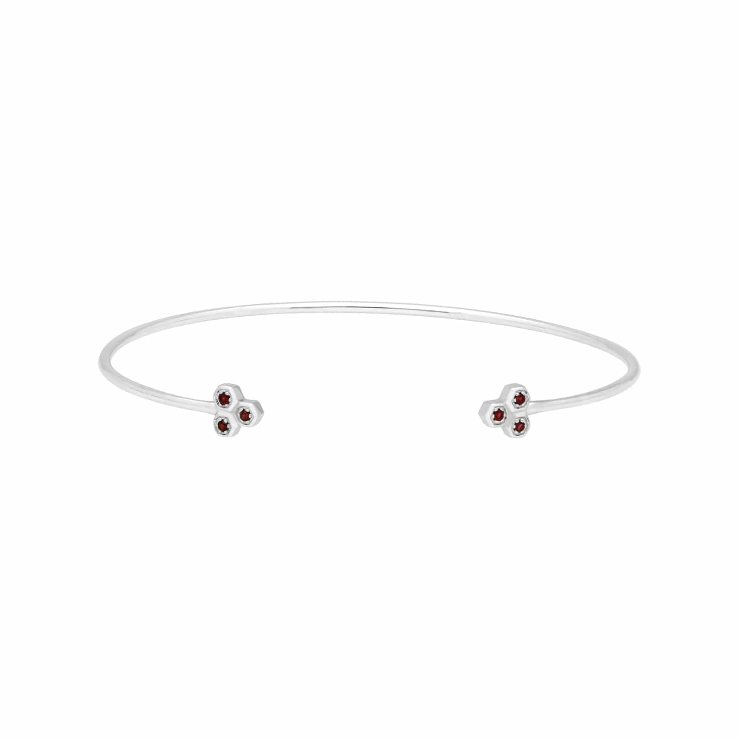 162B0005029 Garnet Trilogy Geometric Bangle in 9ct White Gold 1