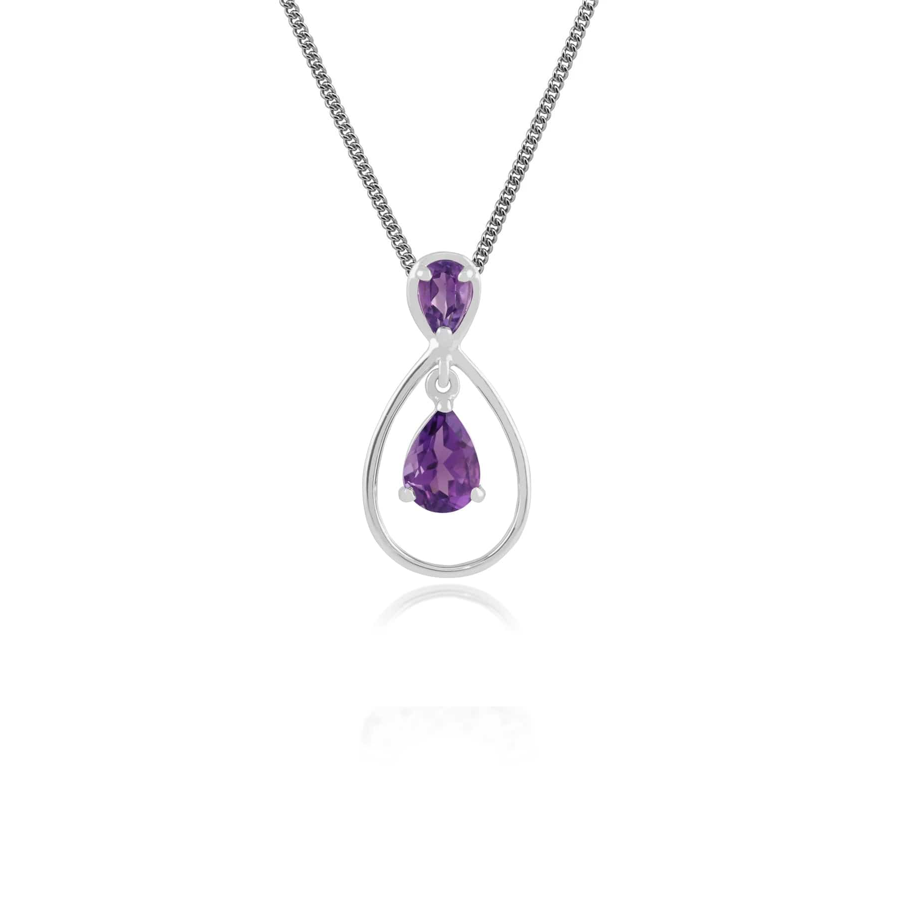 162P0114019 Gemondo 9ct White Gold 0.83ct Amethyst Pendant on 45cm Chain 1