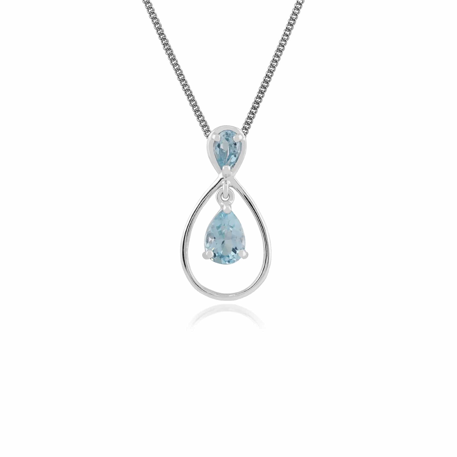 162P0114029 Gemondo 9ct White Gold 1.04ct Blue Topaz Pendant on 45cm Chain 1