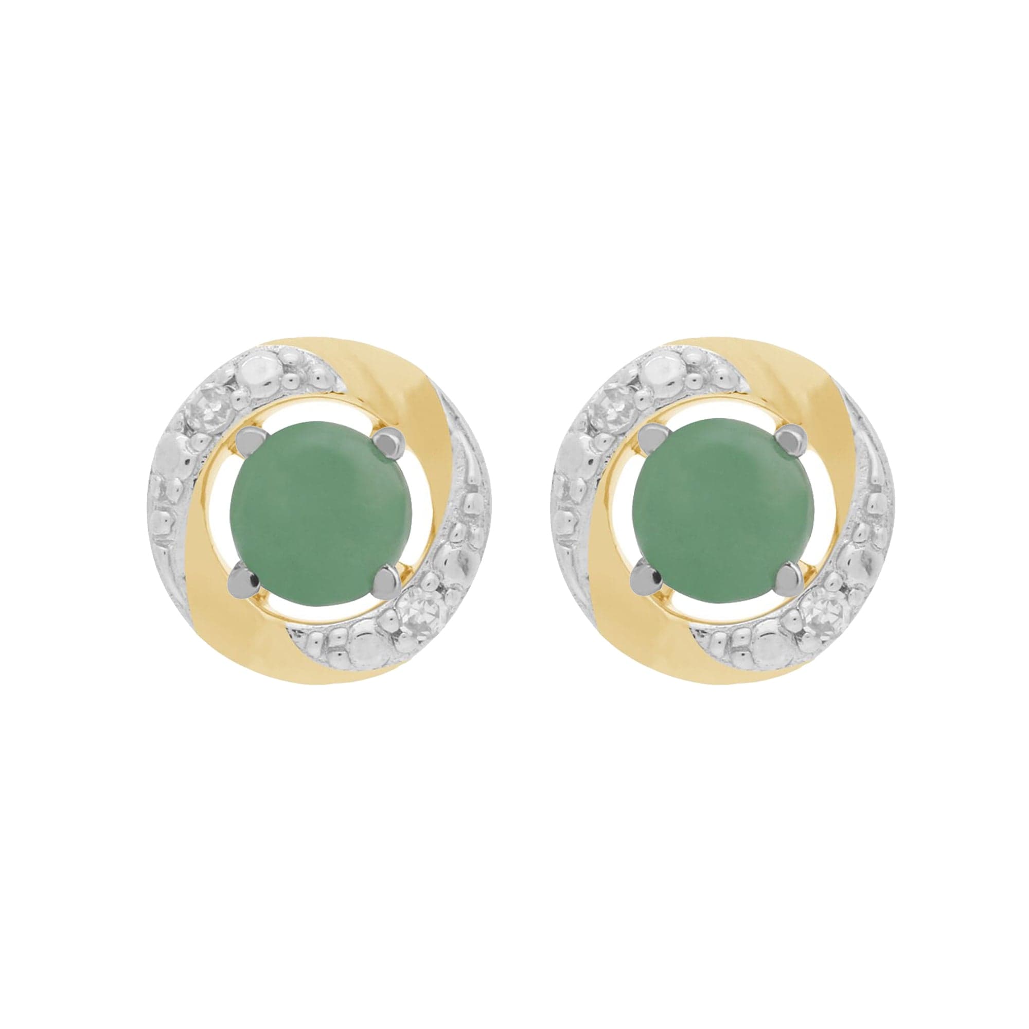 162E0071149-191E0374019 9ct White Gold Jade Stud Earrings with Detachable Diamond Halo Ear Jacket in 9ct Yellow Gold 1