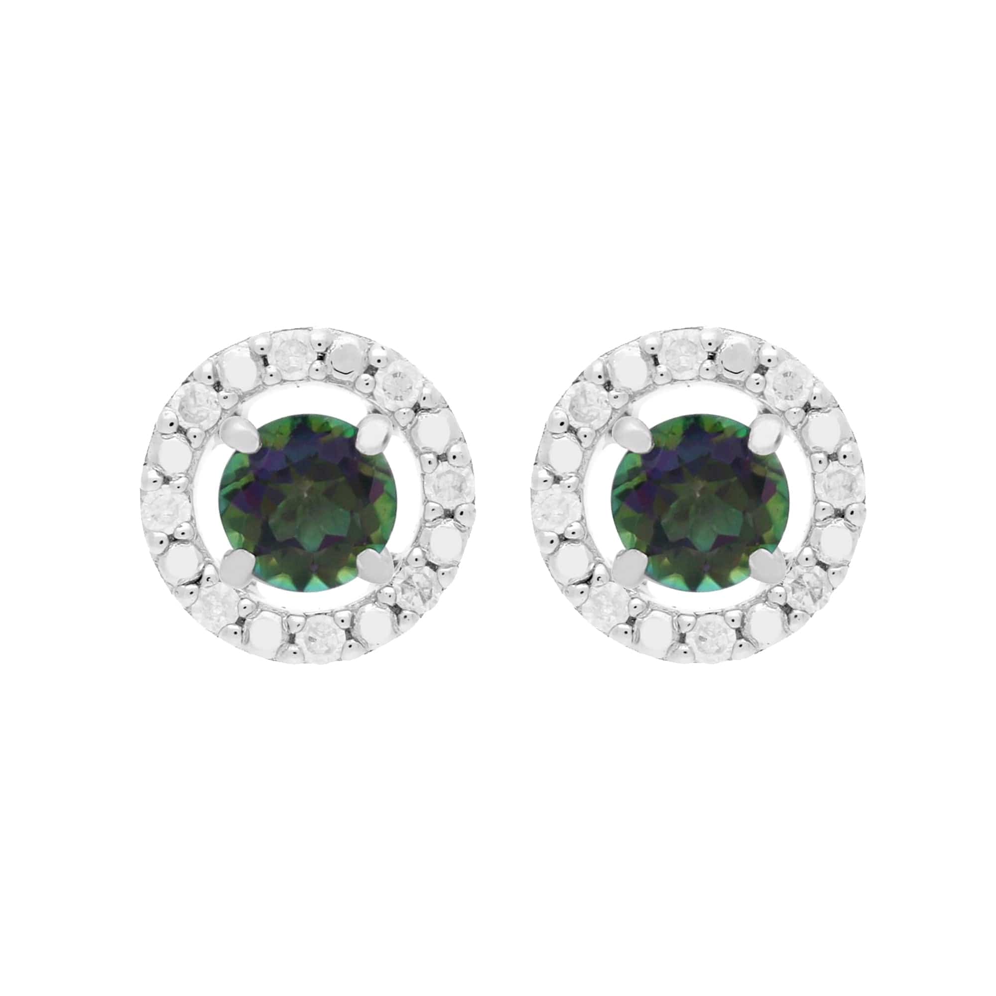 162E0071169-162E0228019 Classic Round Mystic Topaz Stud Earrings with Detachable Diamond Round Ear Jacket in 9ct White Gold 1