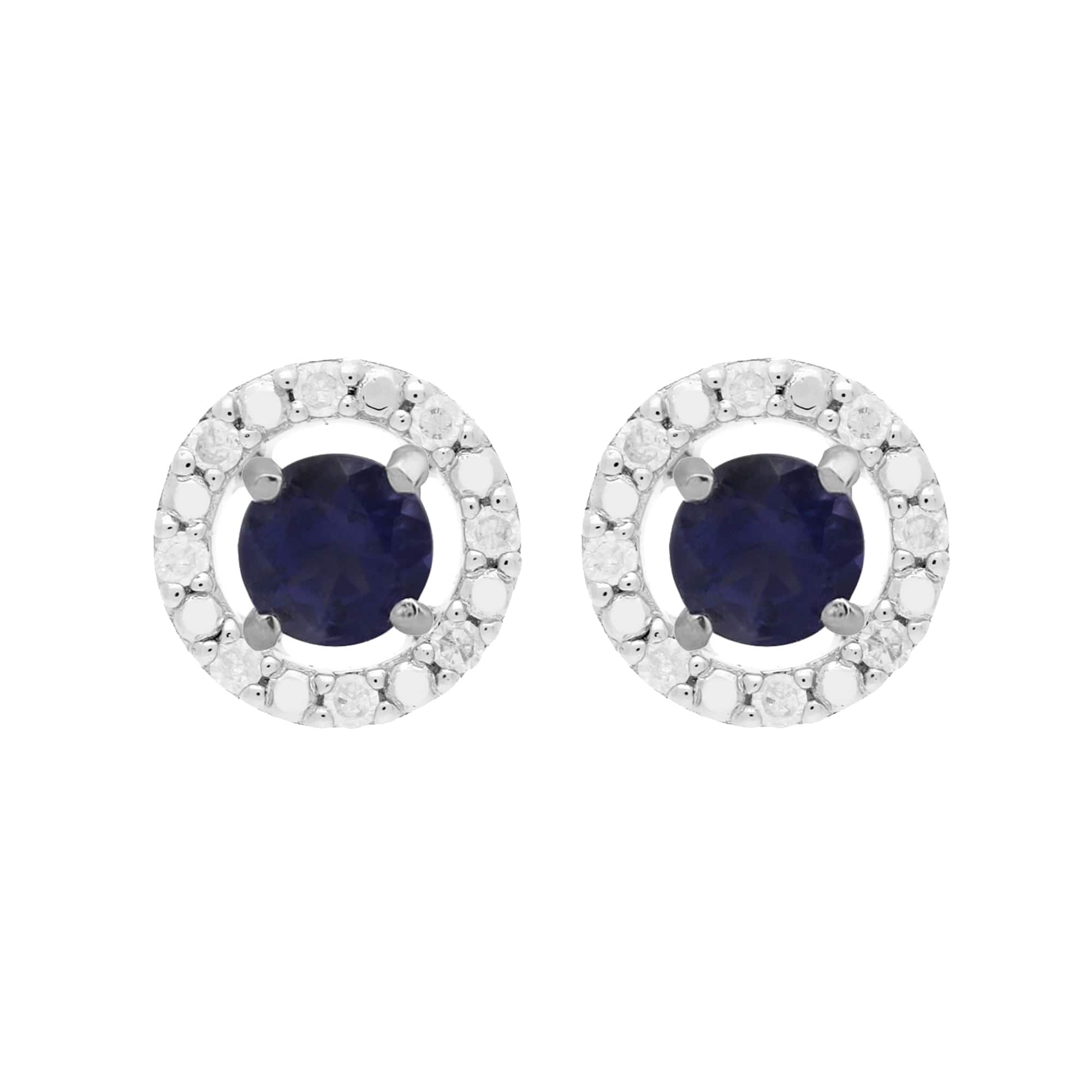 162E0071189-162E0228019 Classic Round Iolite Stud Earrings and Detachable Diamond Round Ear Jacket in 9ct White Gold 1