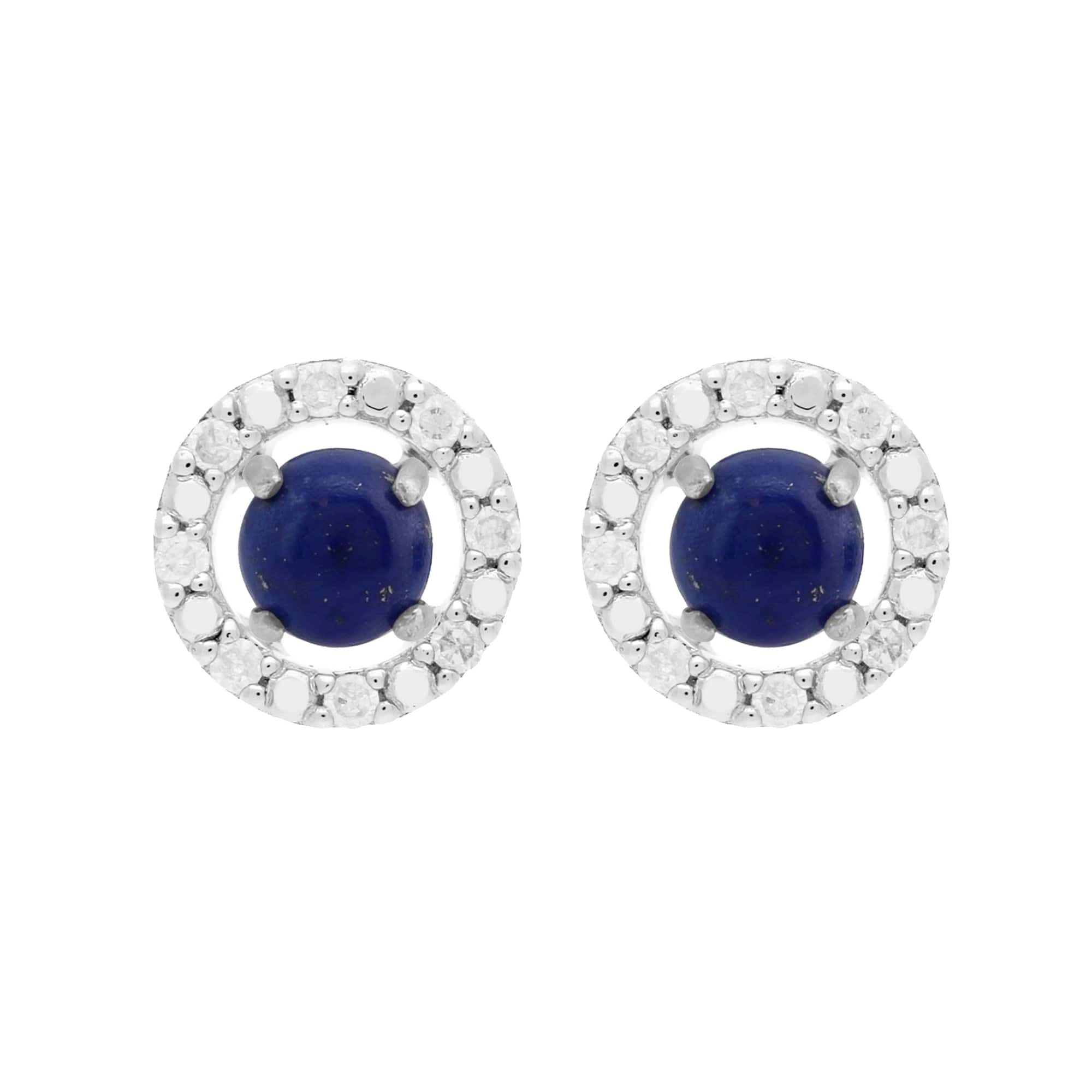 162E0071199-162E0228019 Classic Round Lapis Lazuli Stud Earrings with Detachable Diamond Round Ear Jacket in 9ct White Gold 1