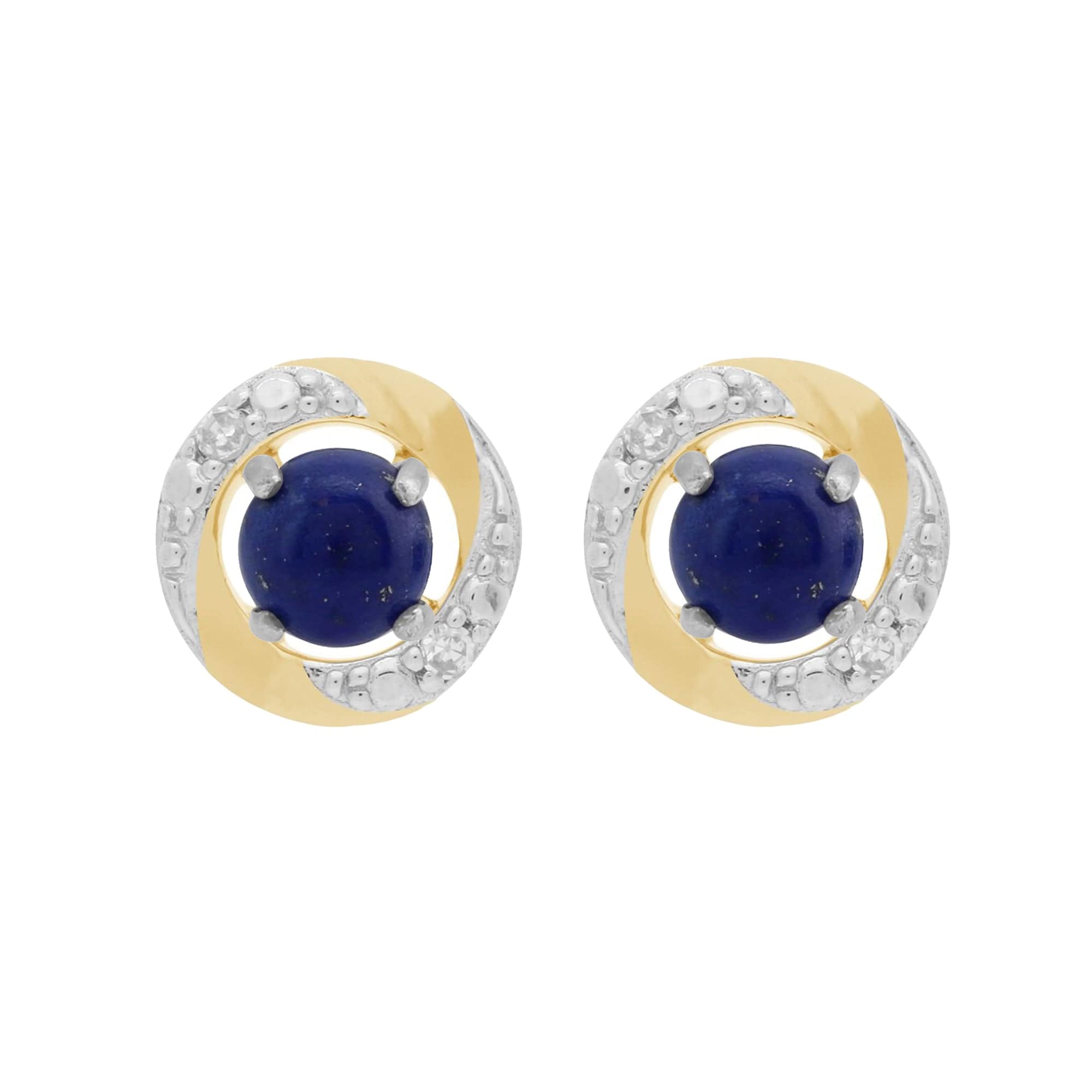 162E0071199-191E0374019 9ct White Gold Lapis Lazuli Stud Earrings with Detachable Diamond Halo Ear Jacket in 9ct Yellow Gold 1