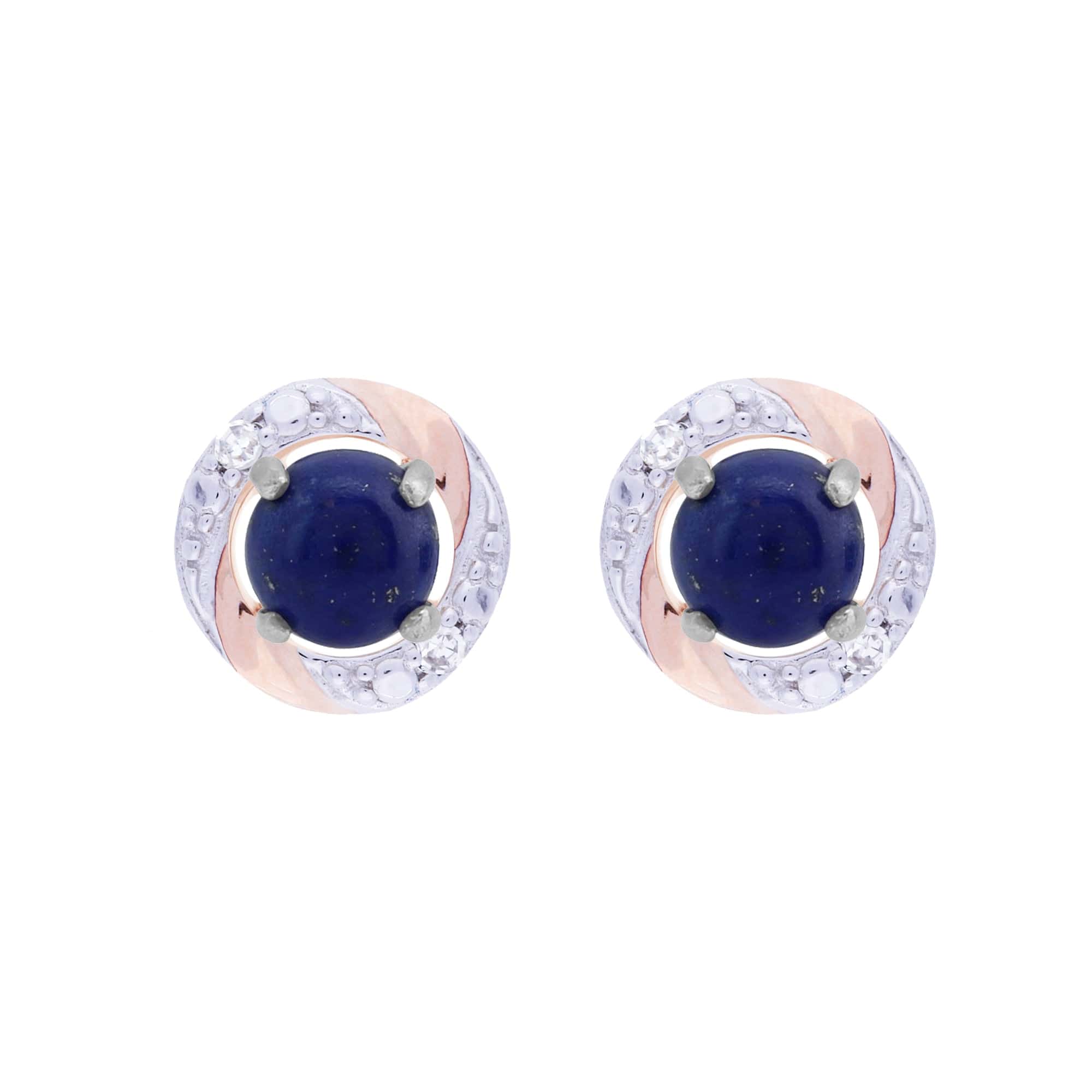 Classic Lapis Lazuli Stud Earrings & Diamond Round Earring Jacket Set Image 1
