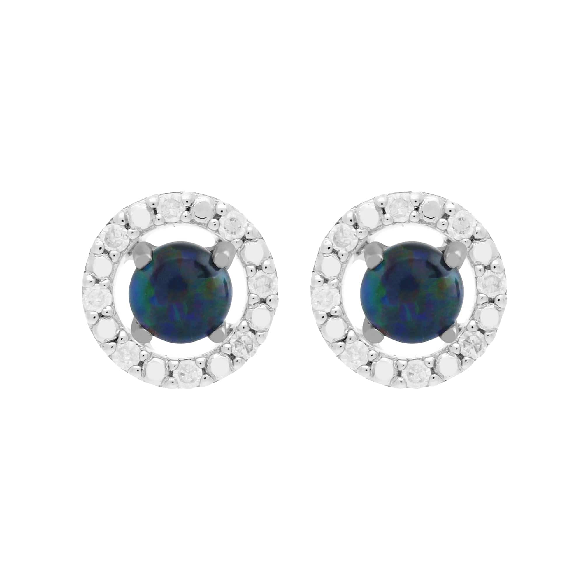 162E0071209-162E0228019 Classic Round Triplet Opal Stud Earrings with Detachable Diamond Round Ear Jacket in 9ct White Gold 1