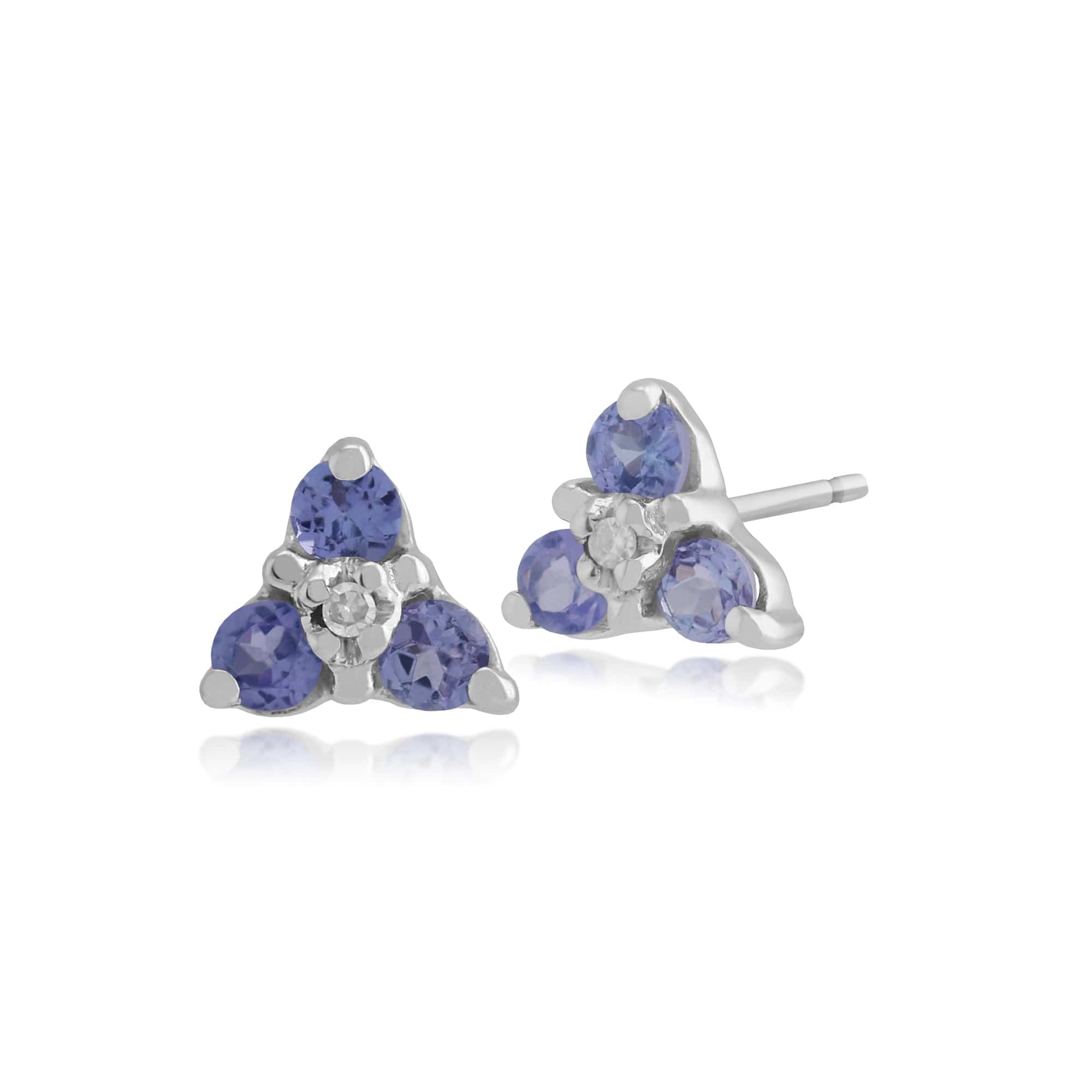 Floral Tanzanite & Diamond Stud Earrings & Pendant Set Image 2
