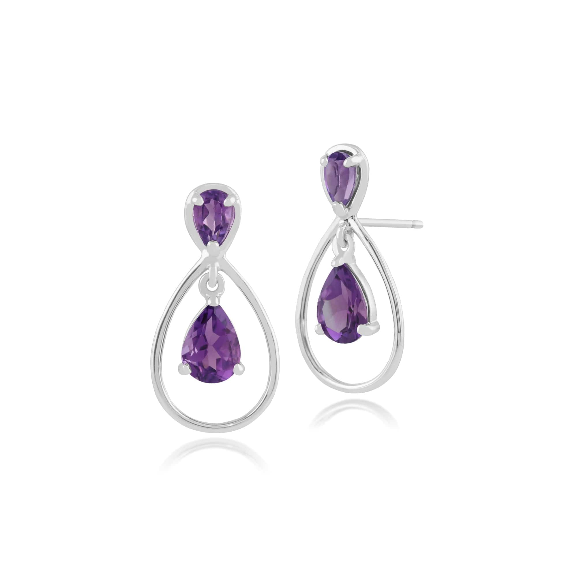 Amethyst Drop Earrings in 9ct White Gold Image 1