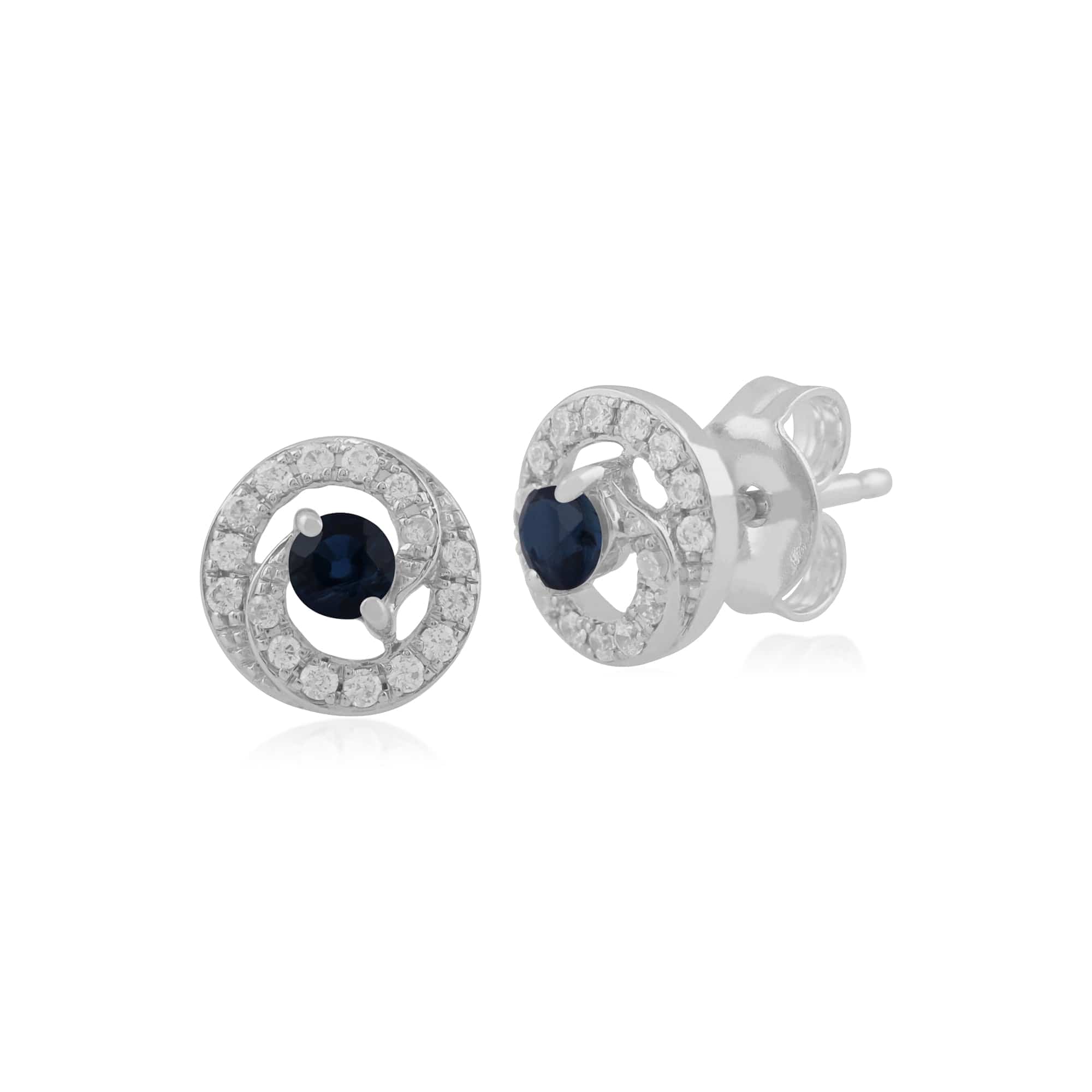 Gemondo 9ct White Gold 0.24ct Sapphire & Diamond Stud Earrings Image