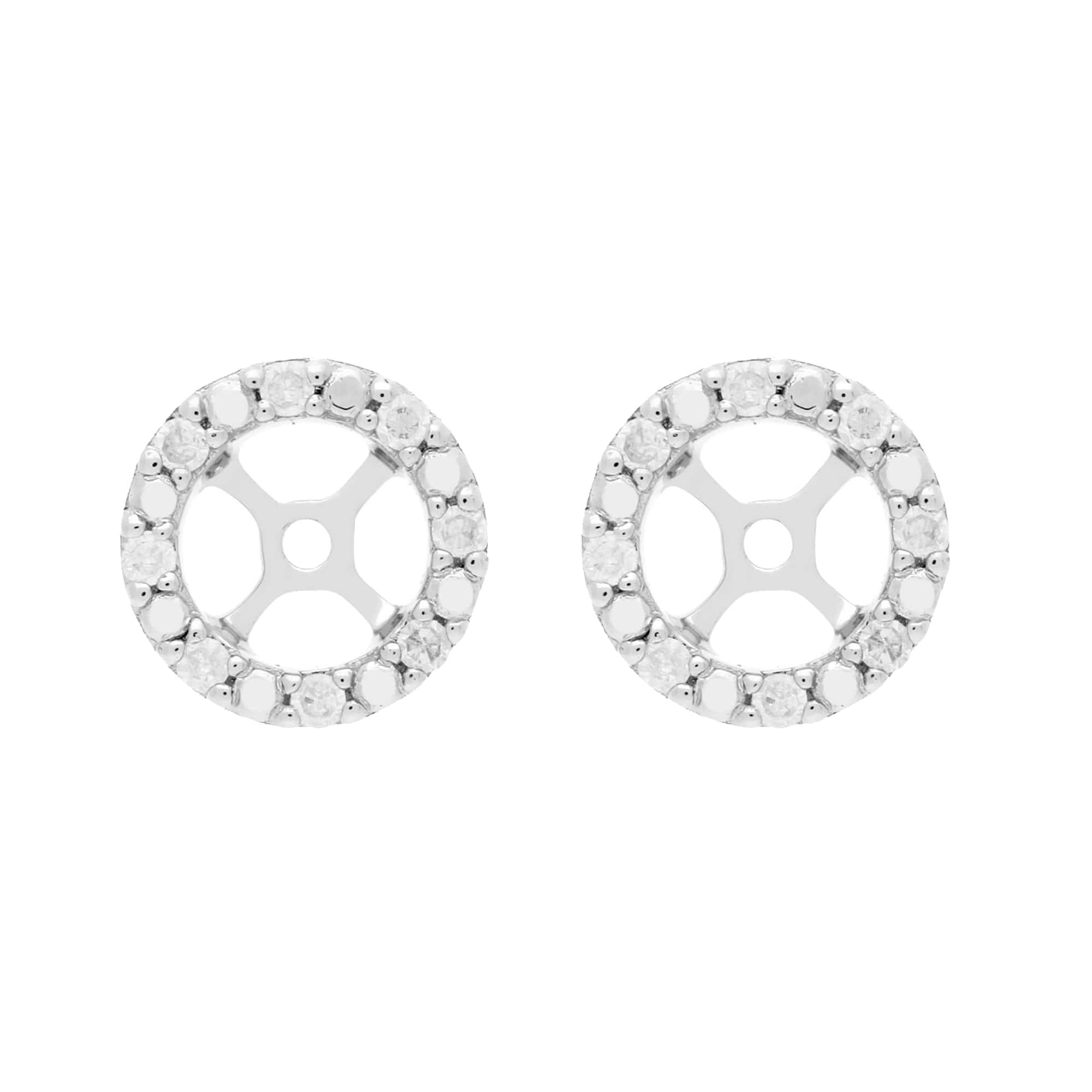 Classic Round Black Onyx Stud Earrings and Detachable Diamond Round Ear Jacket in 9ct White Gold - Gemondo