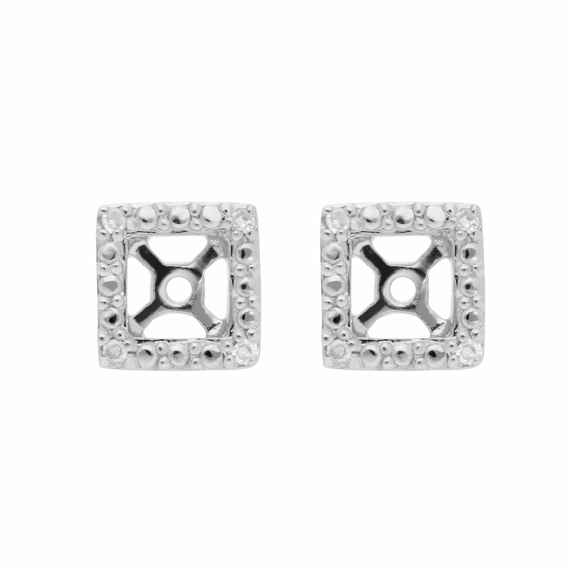 Classic Round Diamond Square Earring Jacket in 9ct White Gold - Gemondo