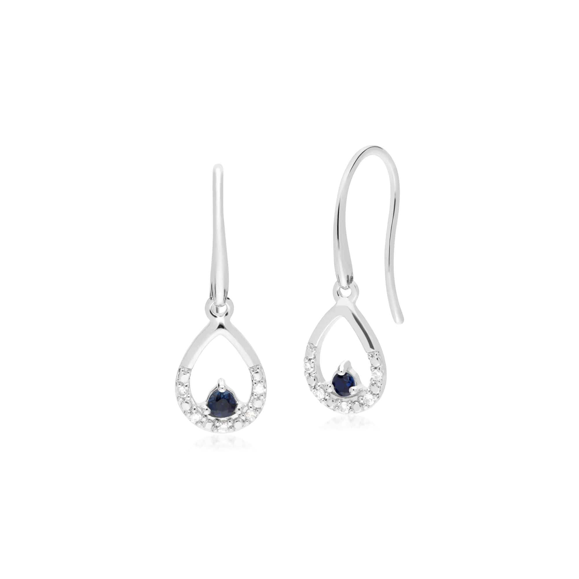 Classic Sapphire & Diamond Drop Earrings & Pendant Set Image 2