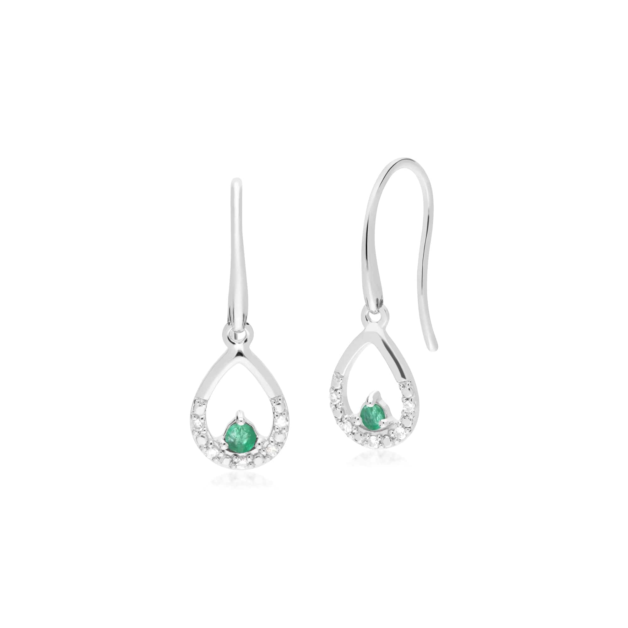 Classic Emerald & Diamond Pear Drop Earrings Image 1