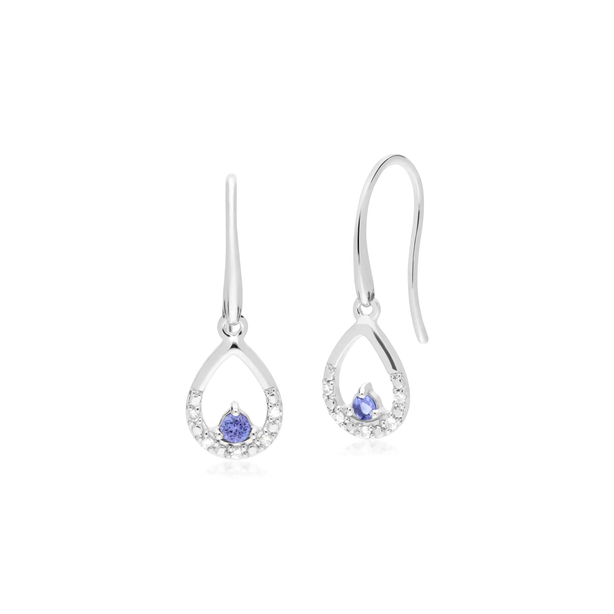 Classic Tanzanite & Diamond Drop Earrings & Pendant Set Image 2