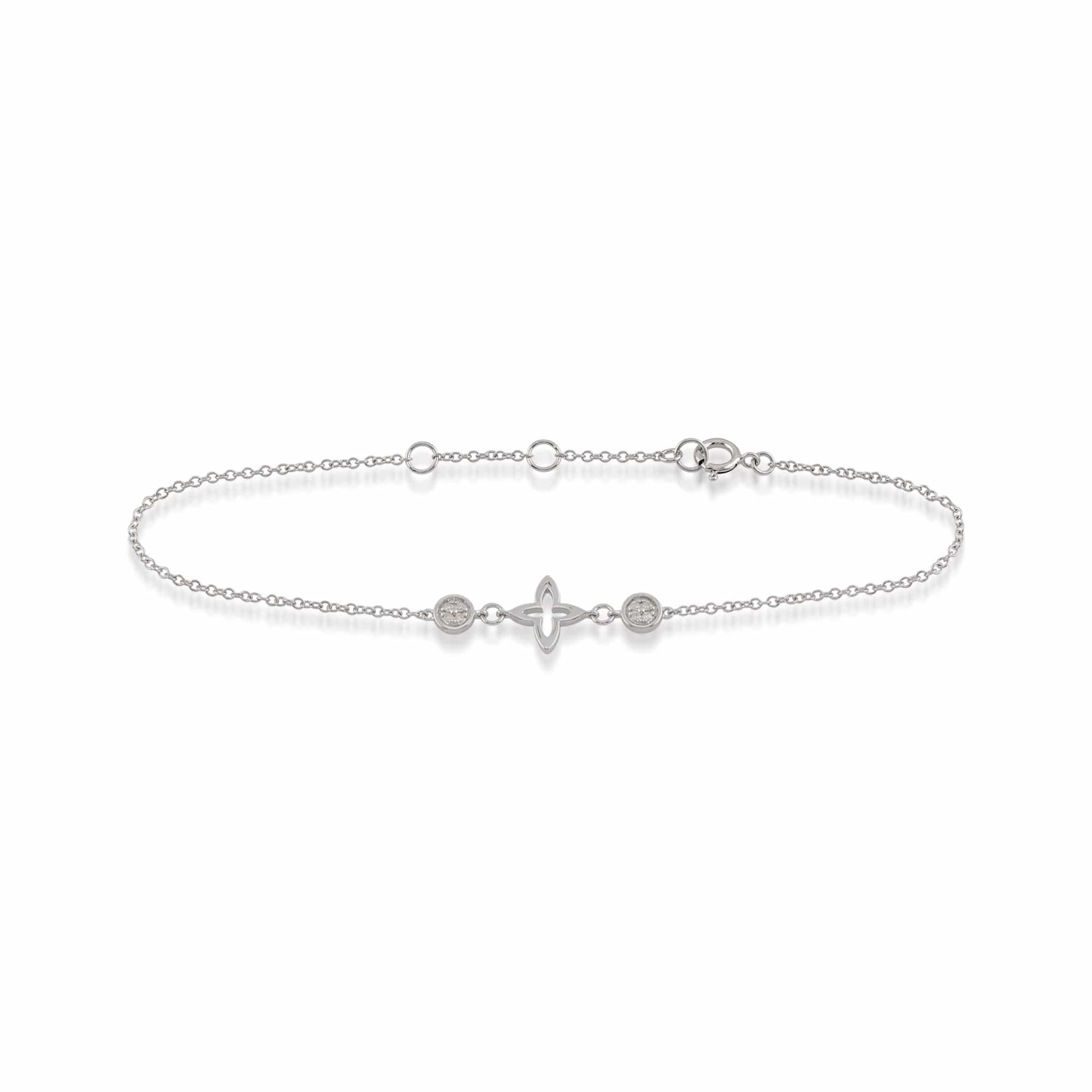 Gemondo 9ct White Gold 0.04ct Diamond Star 19cm Bracelet Image