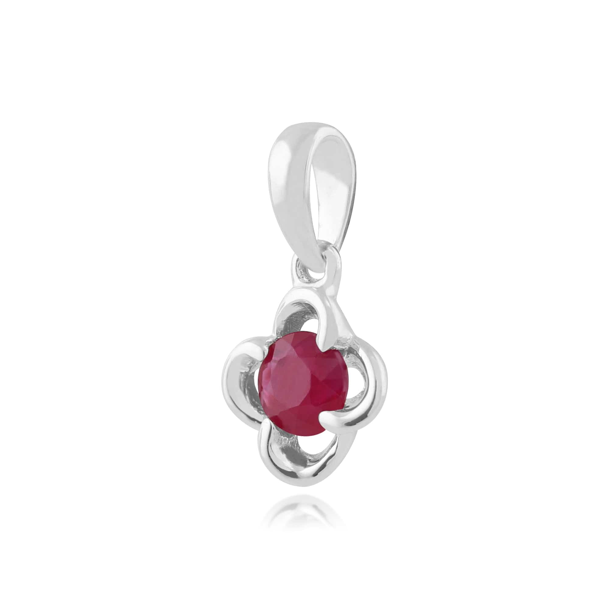 162P0095039 Floral Round Ruby Pendant in 9ct White Gold 2