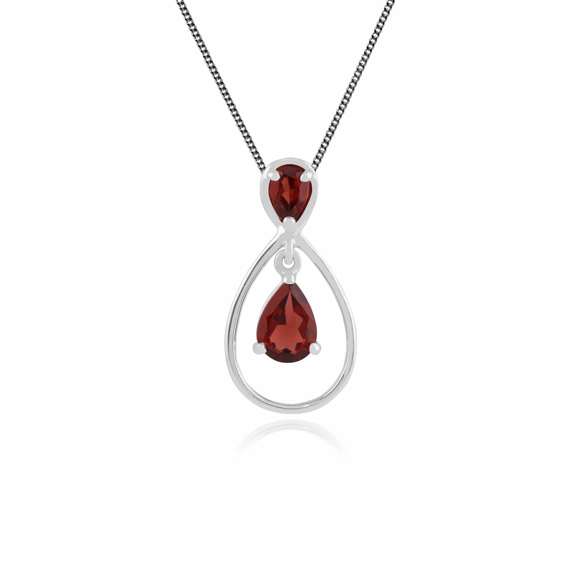 Garnet Necklace In 9ct White Gold Image 1