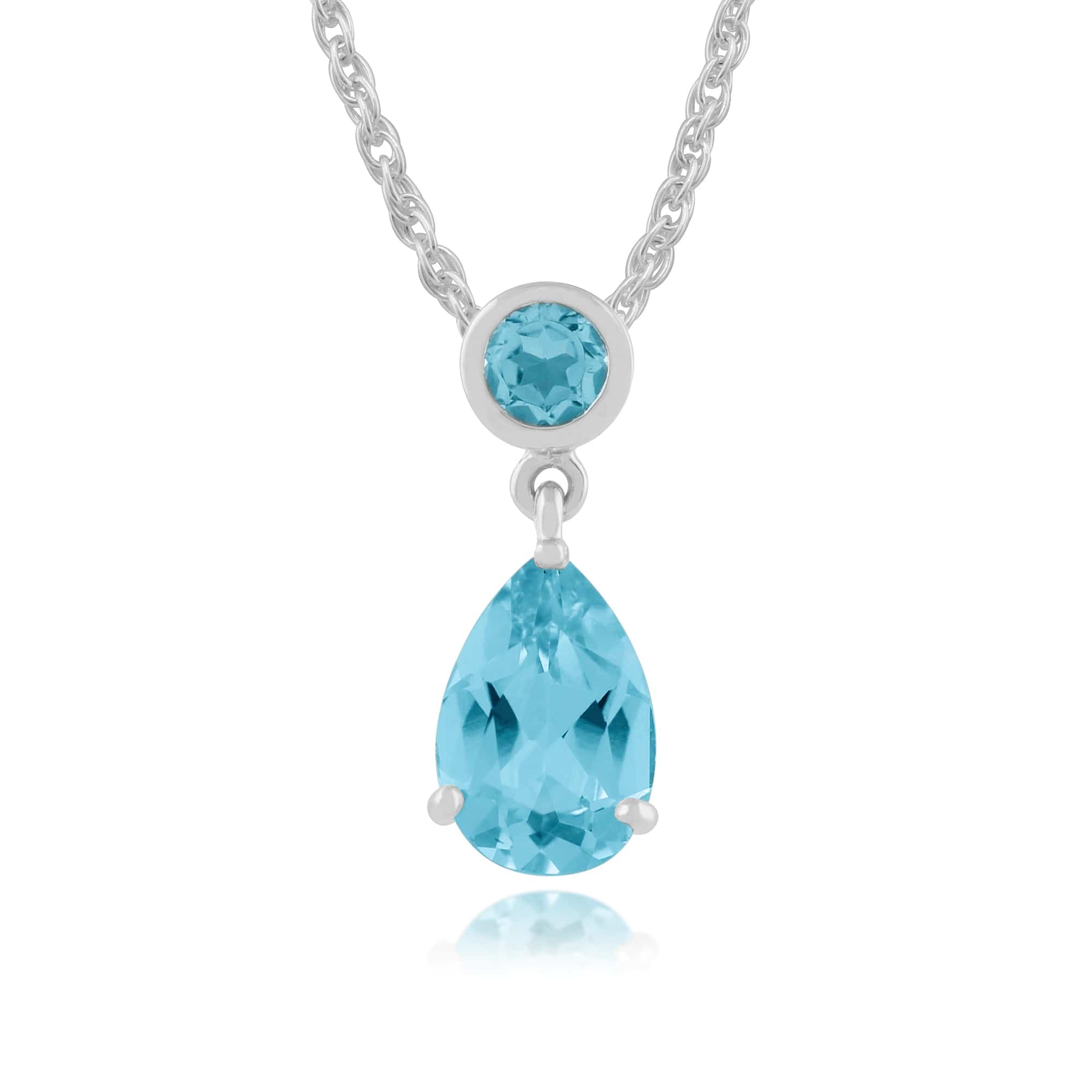 Gemondo 9ct White Gold 1.80ct Blue Topaz Pendant on 45cm Chain Image