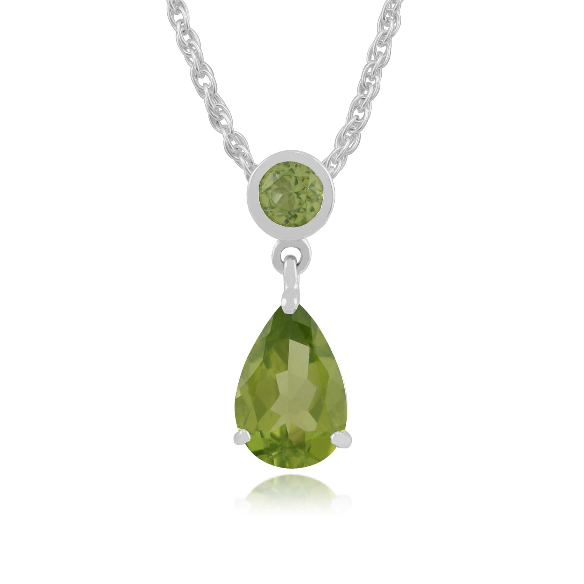 Gemondo 9ct White Gold 1.45ct Peridot Pendant on 45cm Chain Image