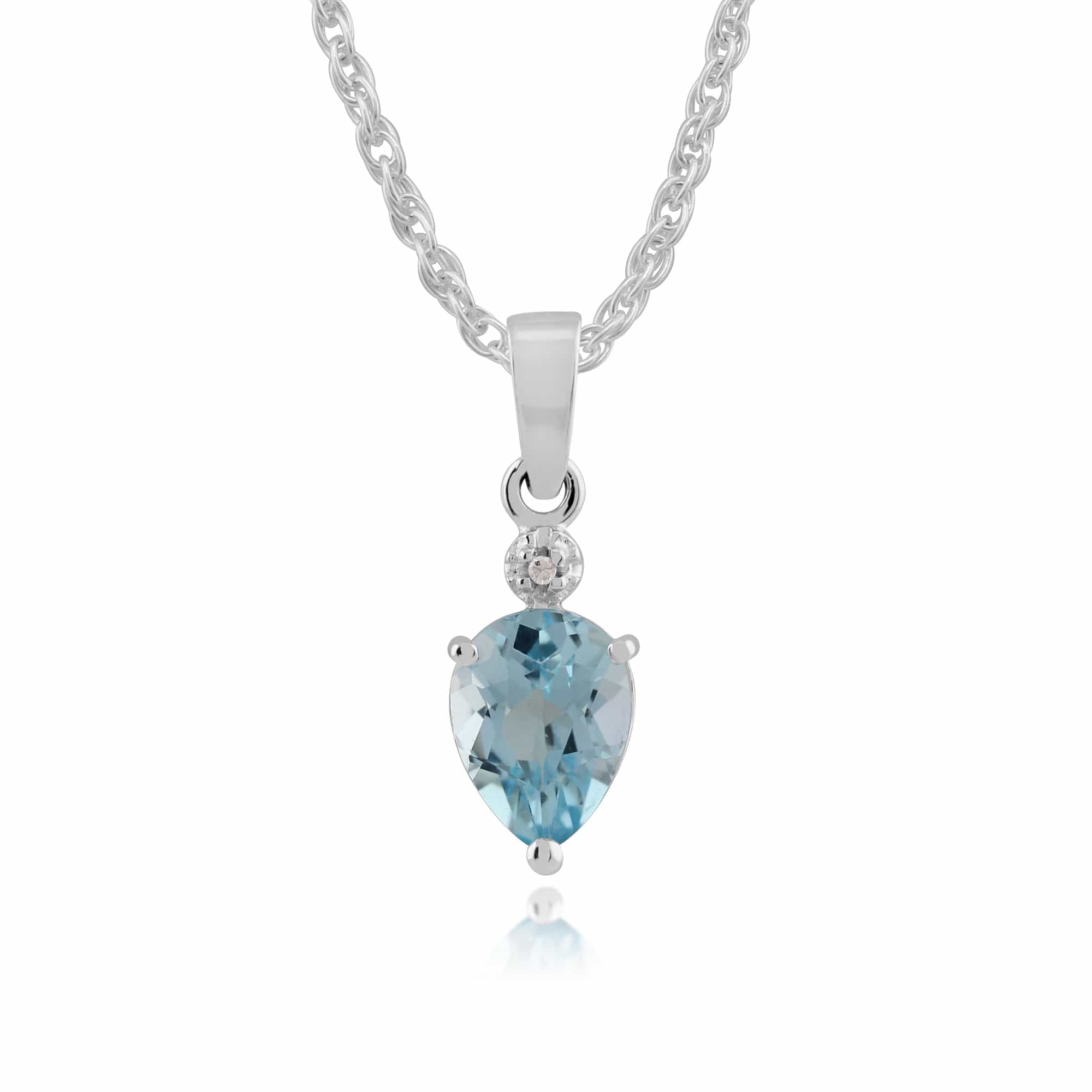 Gemondo 9ct White Gold 1.22ct Blue Topaz & Diamond Pendant on 45cm Chain Image