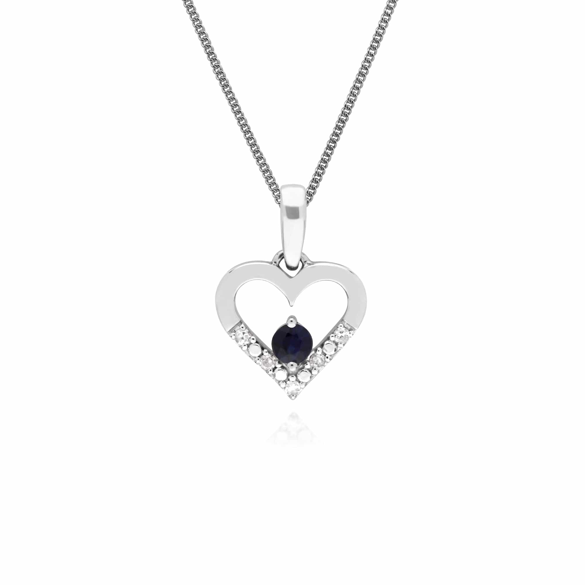 162E0258029-162P0219029 Classic Sapphire & Diamond Heart Drop Earrings & Pendant Set in 9ct White Gold 3