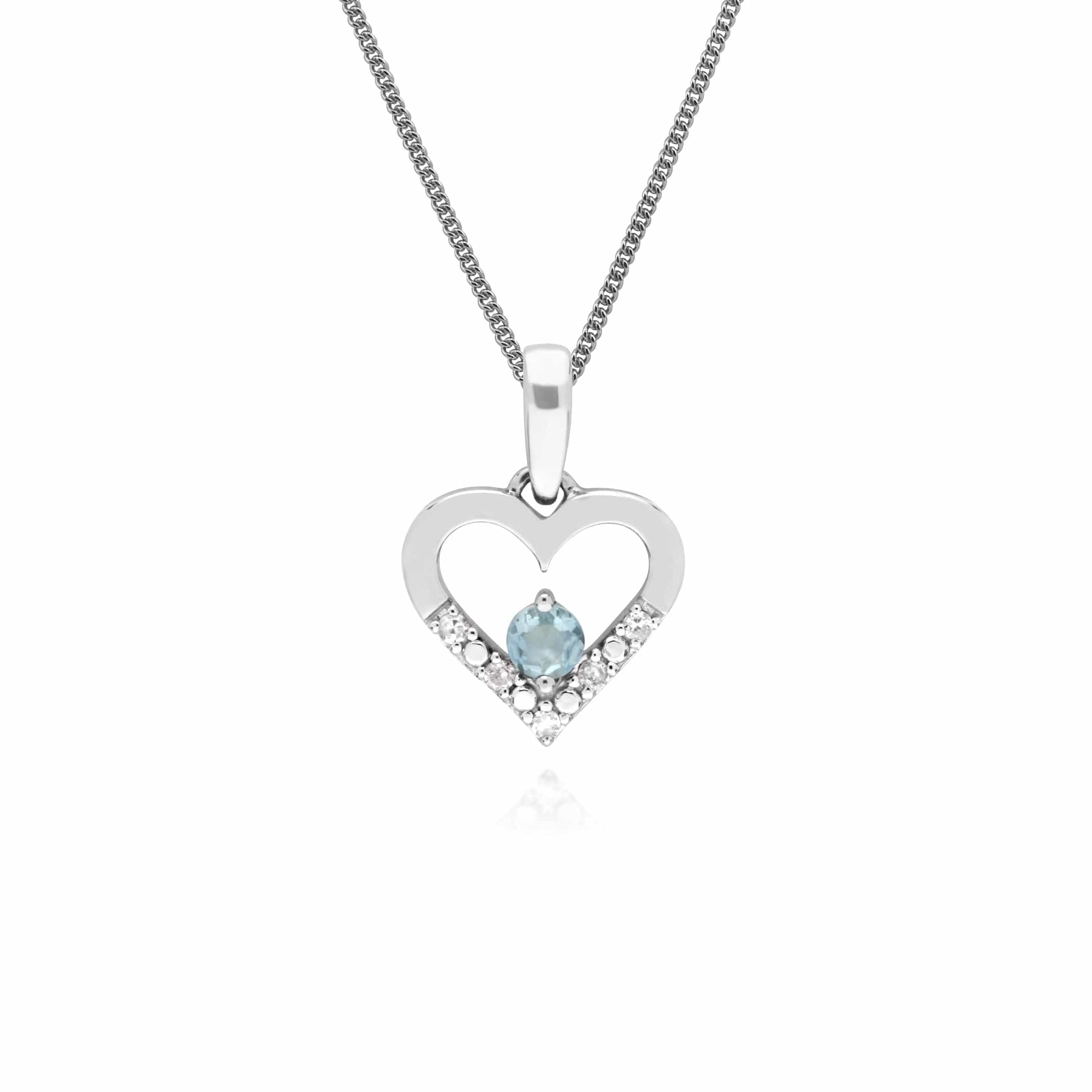 Classic Aquamarine & Diamond Heart Drop Earrings & Pendant Set Image 3