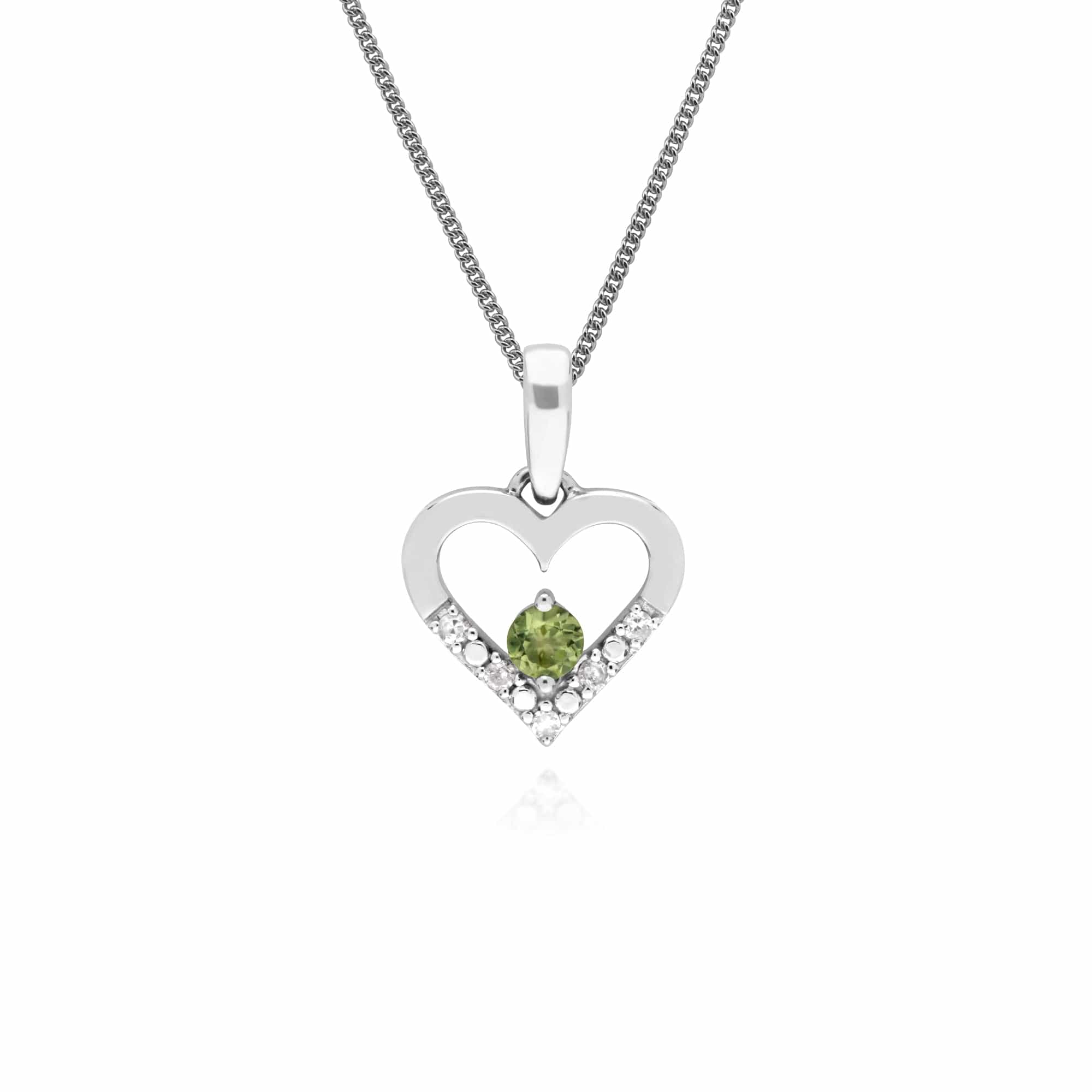 Classic Peridot & Diamond Heart Drop Earrings & Pendant Set Image 3