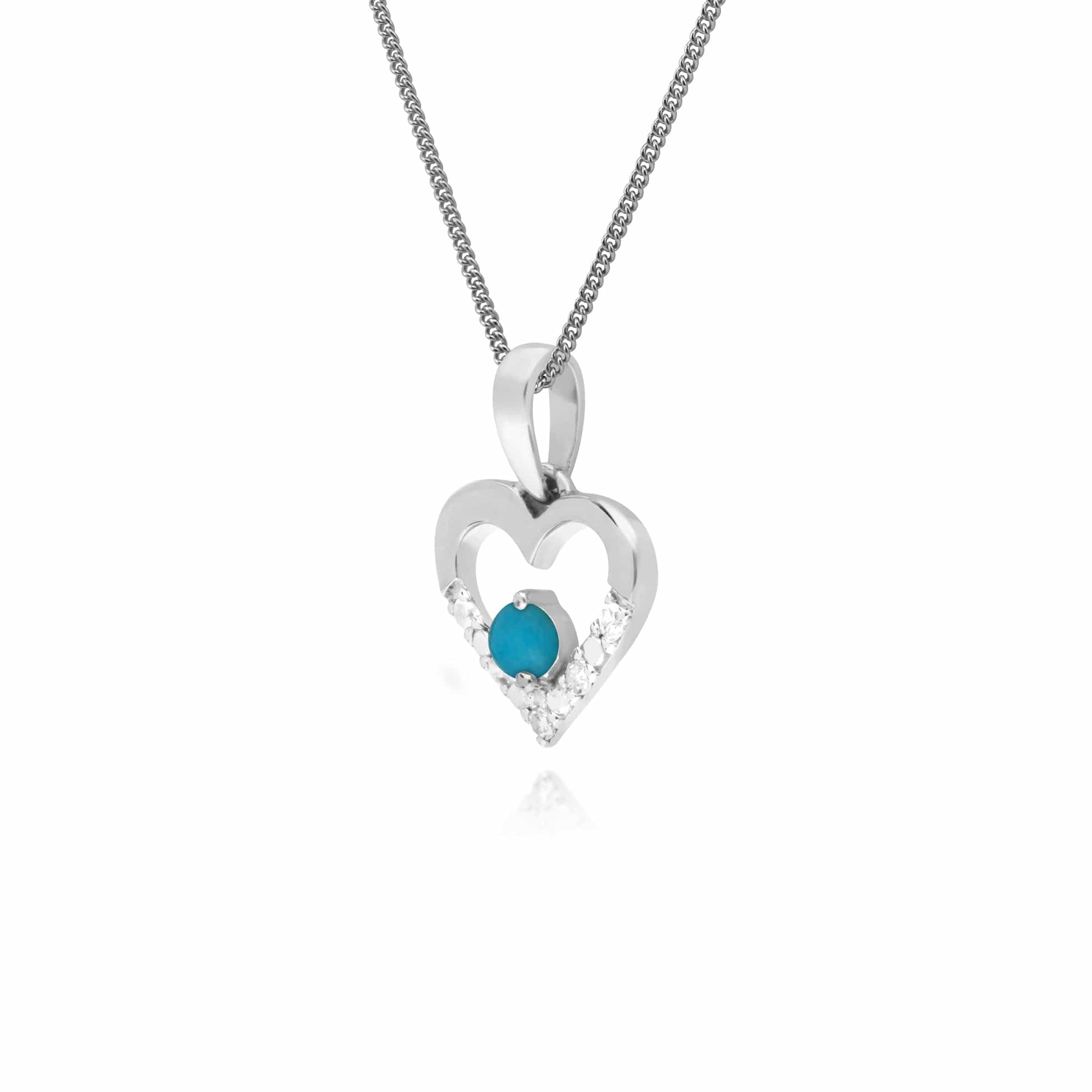 162P0221019 Gemondo 9ct White Gold Single Turquoise & Diamond Heart Pendant on 45cm Chain 2